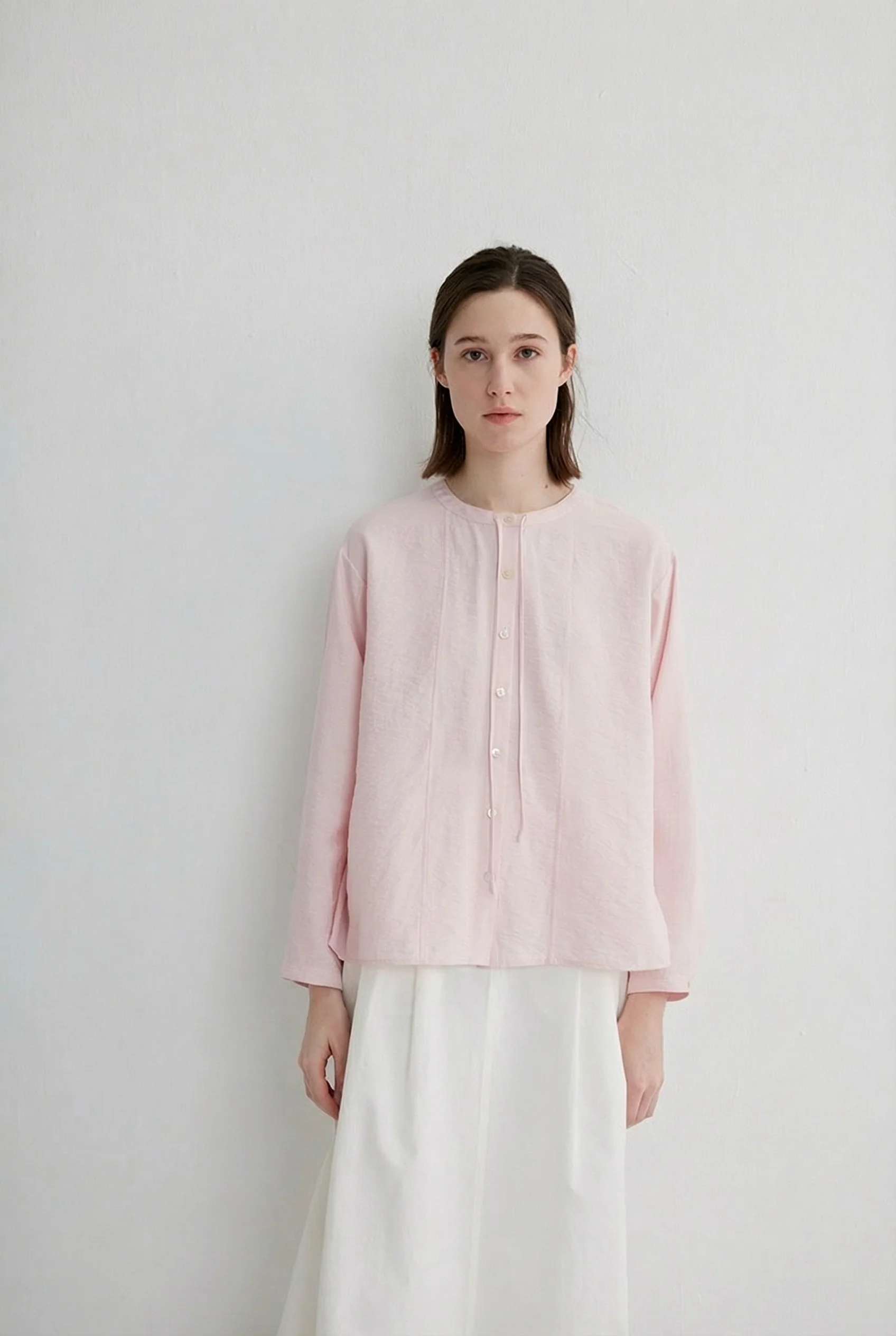 Mulberry Silk Tie-Neck Pintuck Blouse - Image 4
