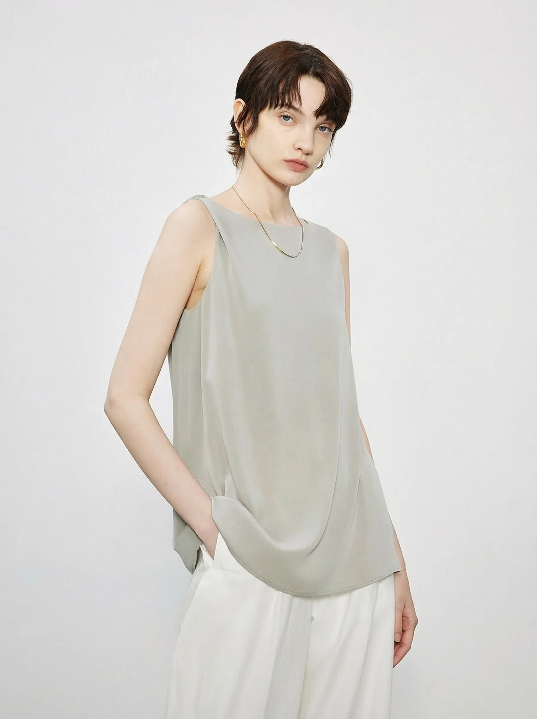Mulberry Silk Twist-Shoulder Midi Dress - Image 2