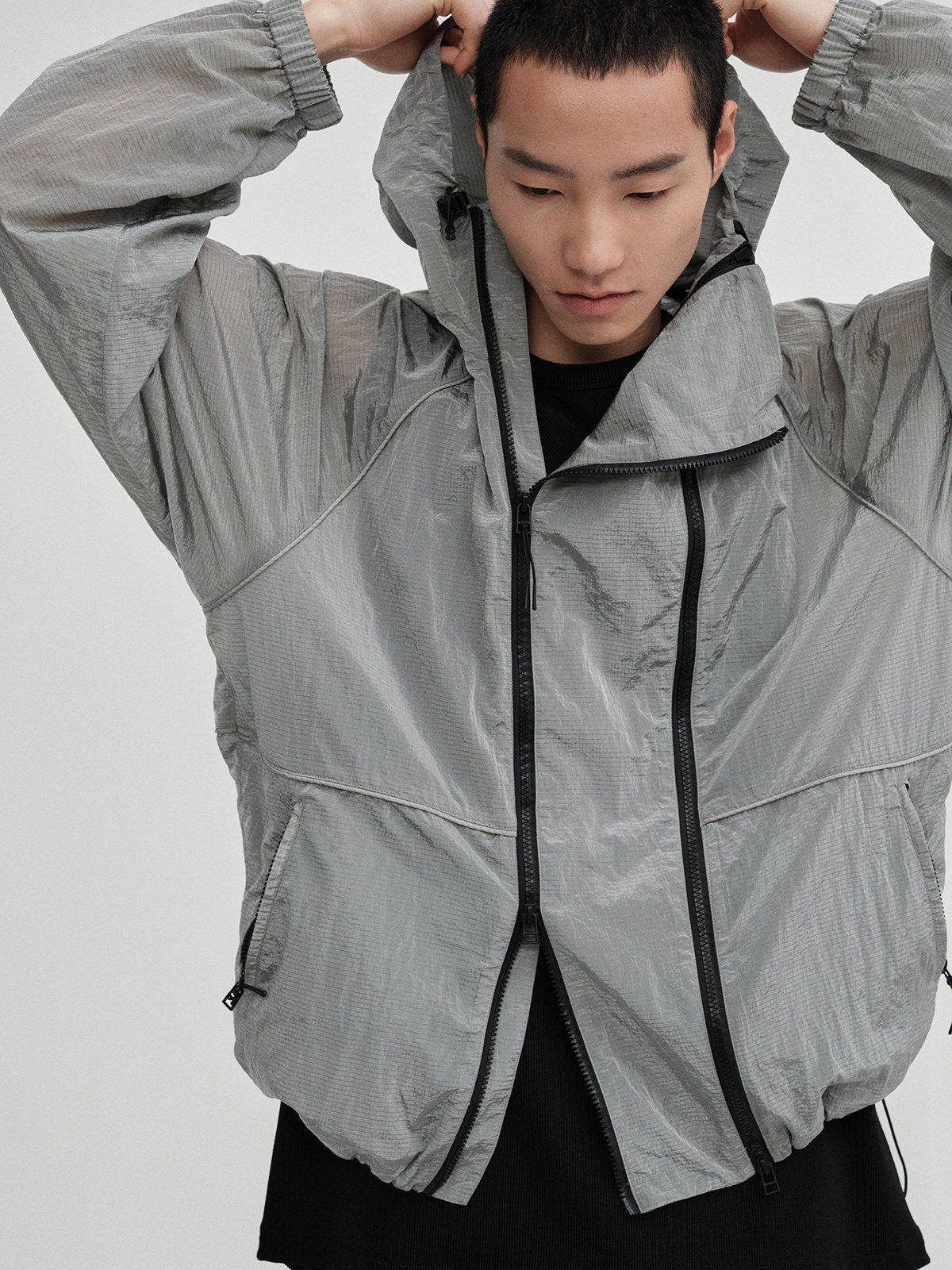 Multi-Zip Hooded Jacket