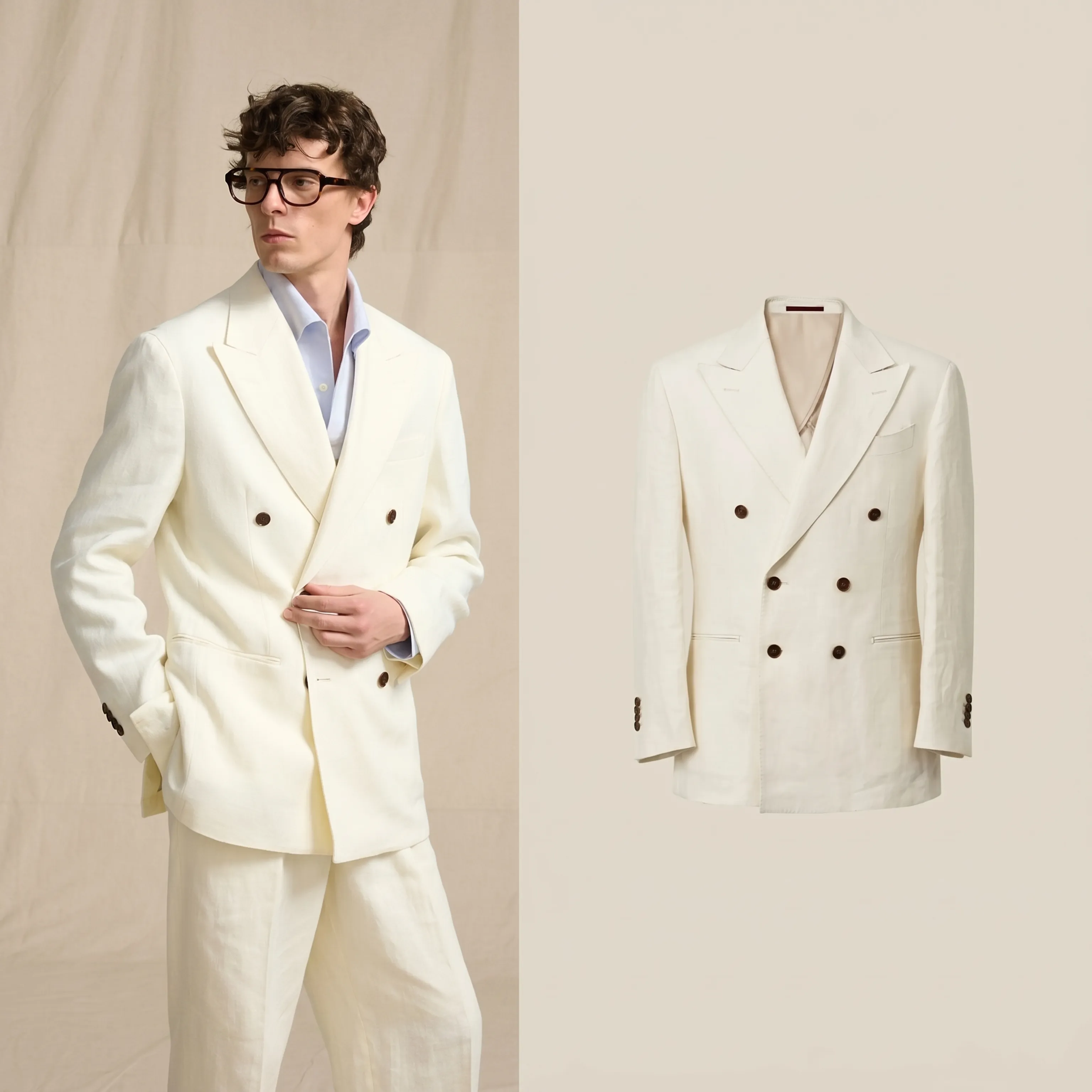 Naples Linen Double-Breasted Suit - Image 4