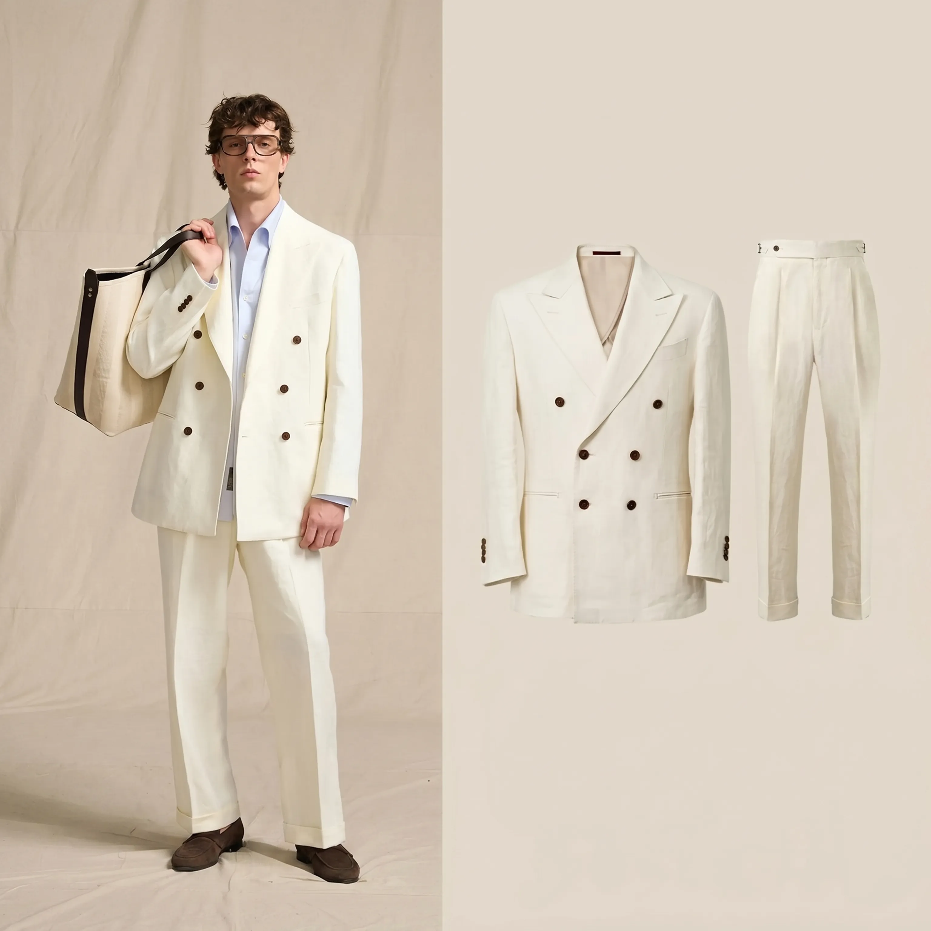 Naples Linen Double-Breasted Suit - Image 5