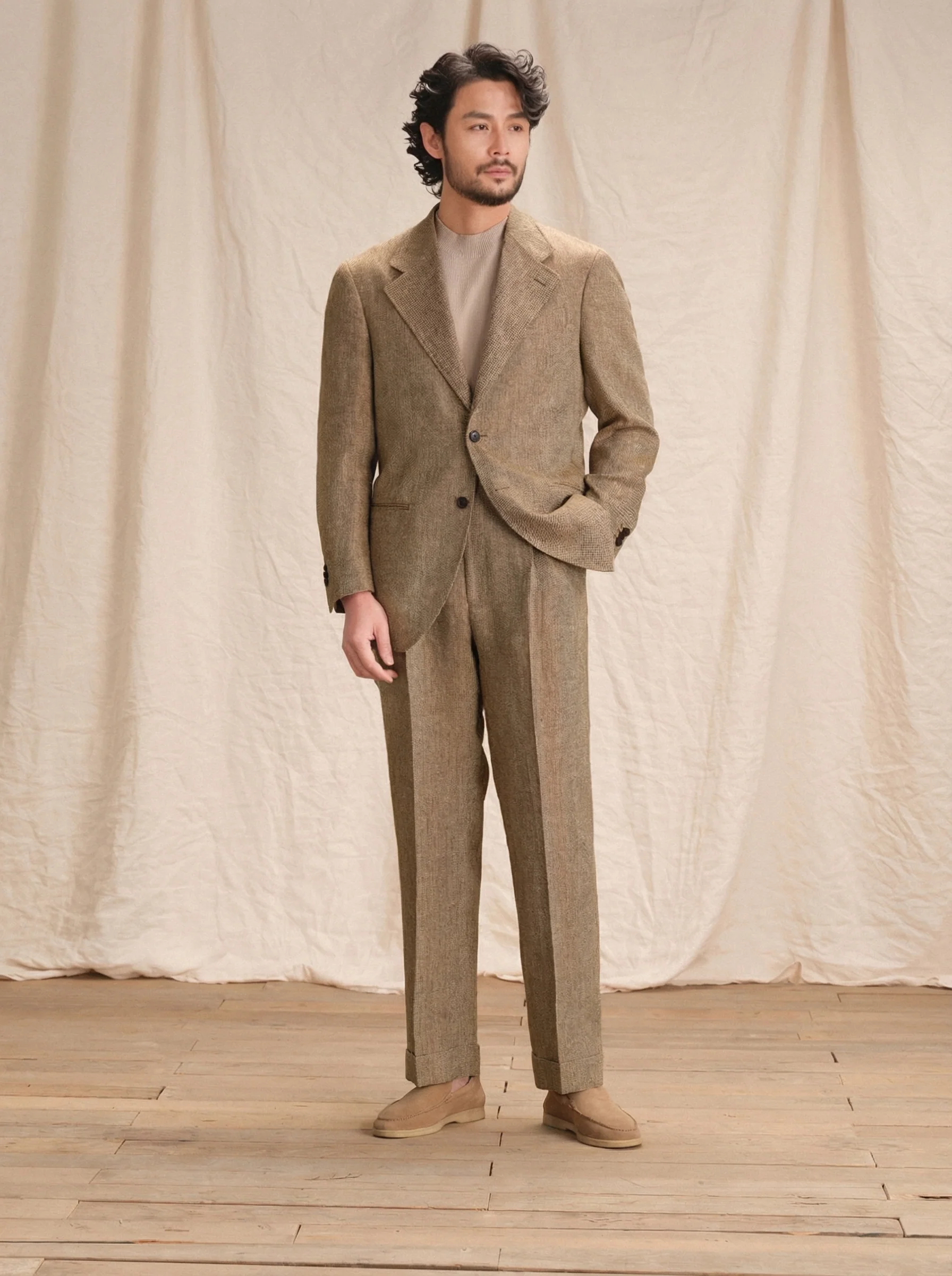 Napoli Herringbone Linen Trousers