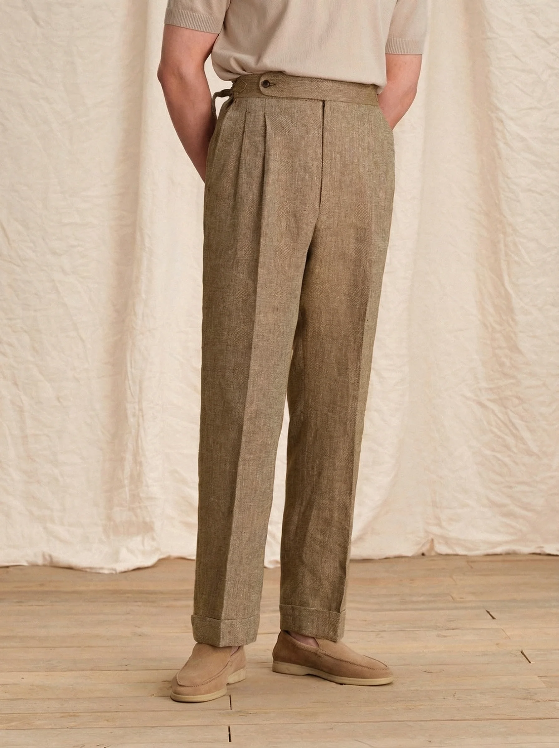 Napoli Herringbone Linen Trousers - Image 2