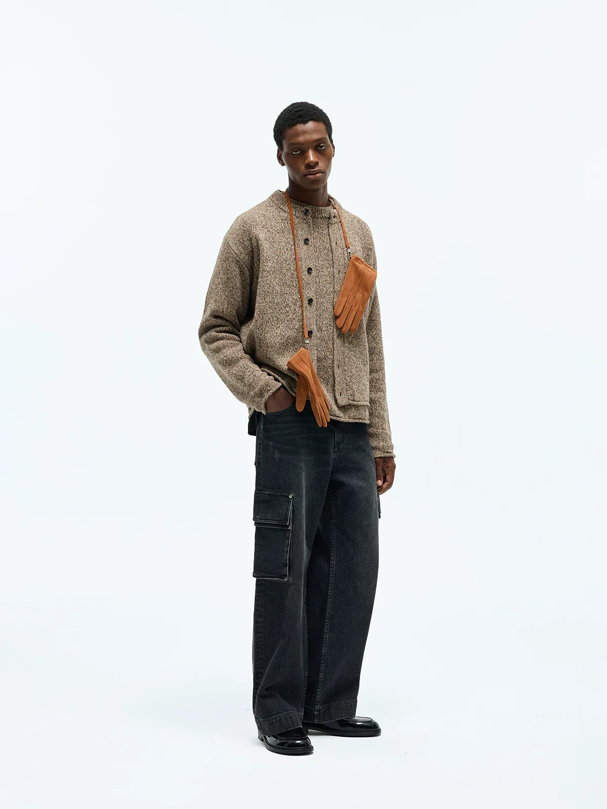 Narrow Crewneck Merino Blend Cardigan