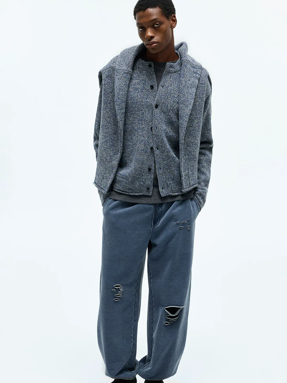 Narrow Crewneck Merino Blend Cardigan - Image 2