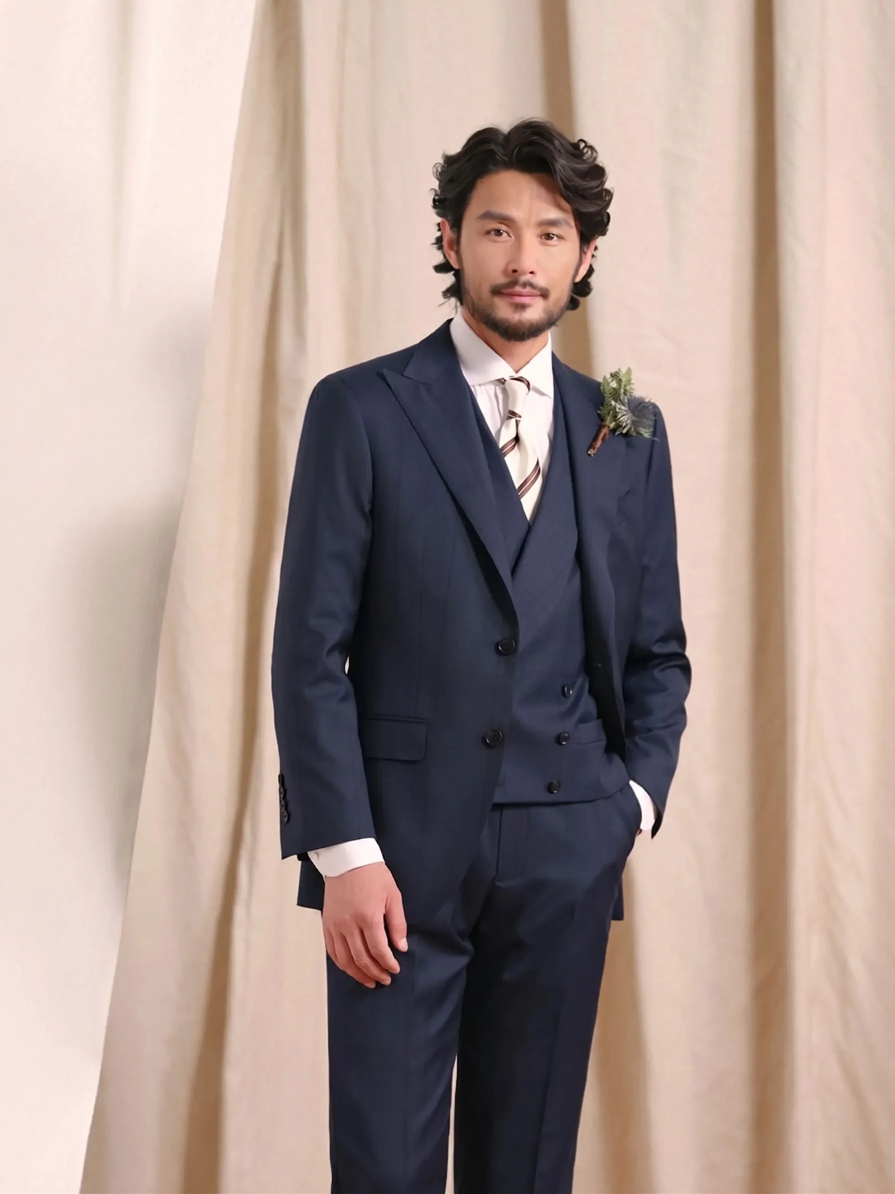Navy Check Suit - Image 2