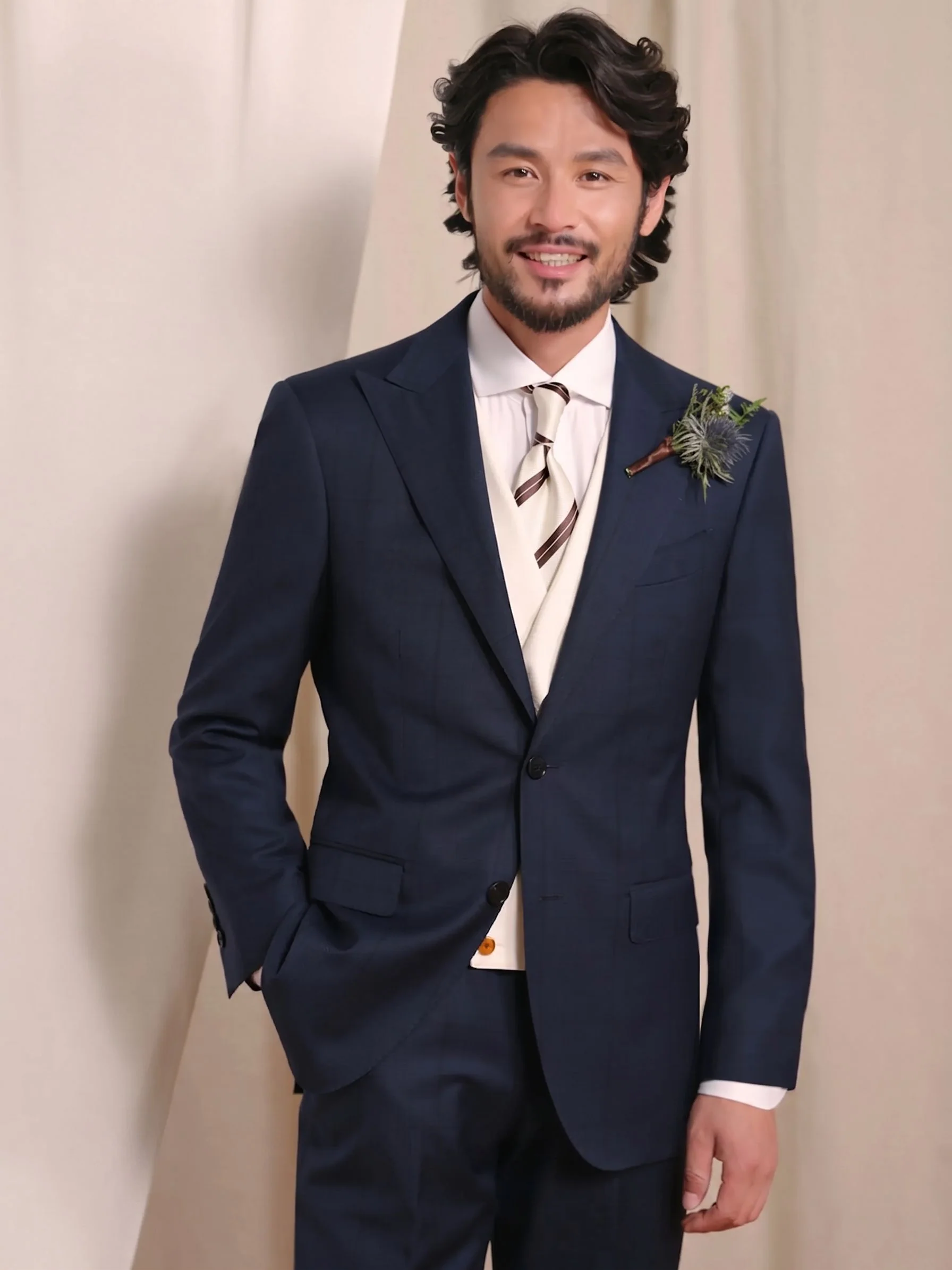 Navy Check Suit - Image 3