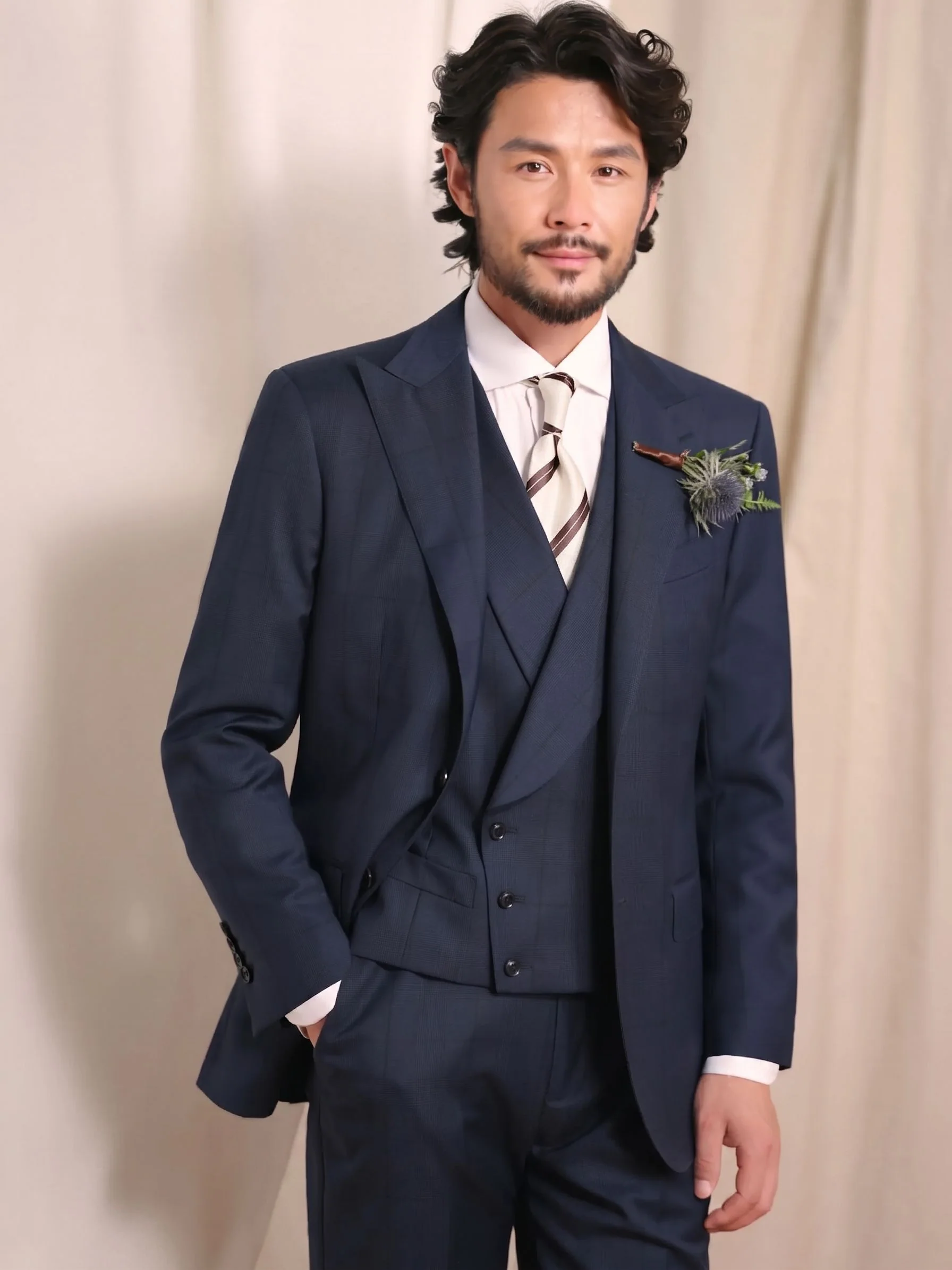 Navy Check Suit - Image 4