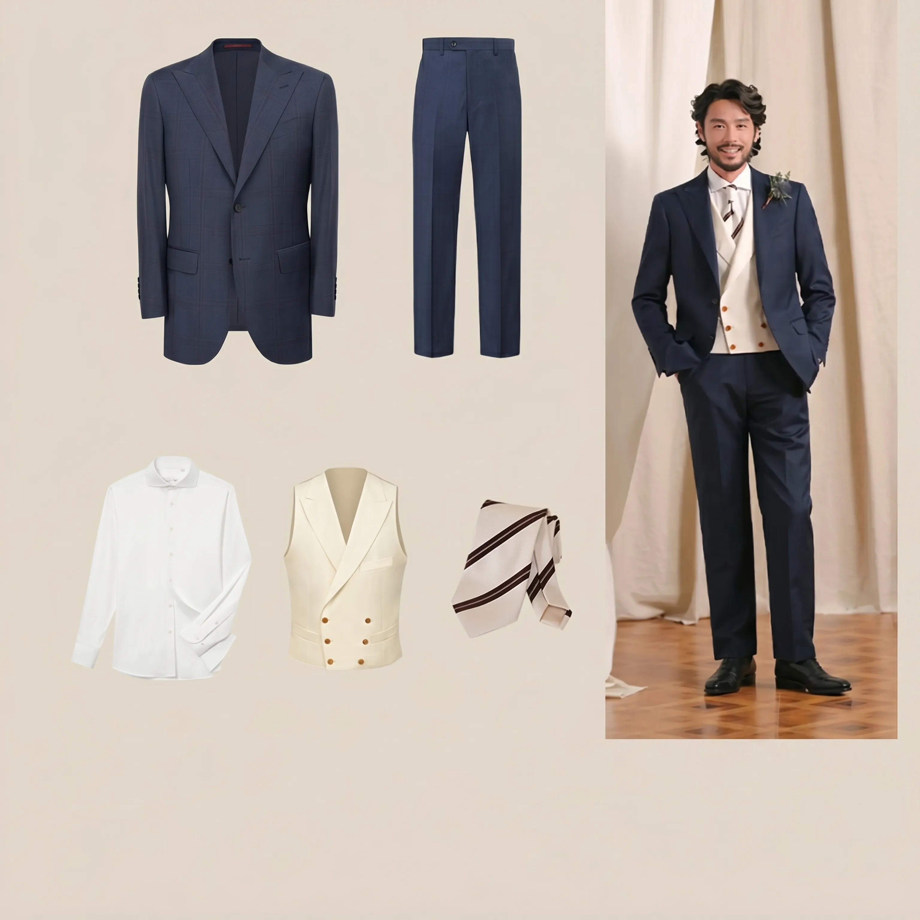Navy Check Suit - Image 6