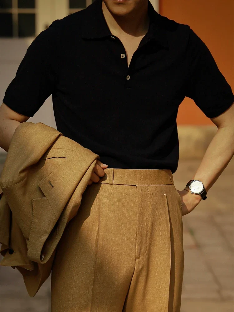 Navy Combed Cotton Polo