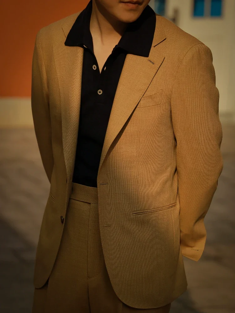 Navy Combed Cotton Polo - Image 2