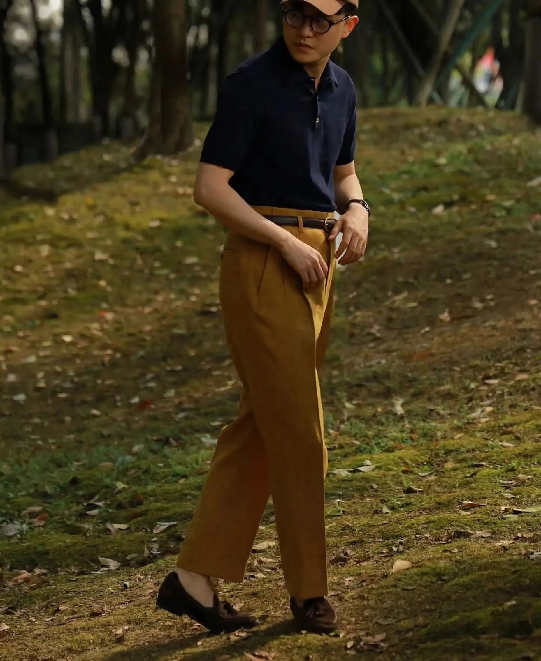 Navy Combed Cotton Polo - Image 4