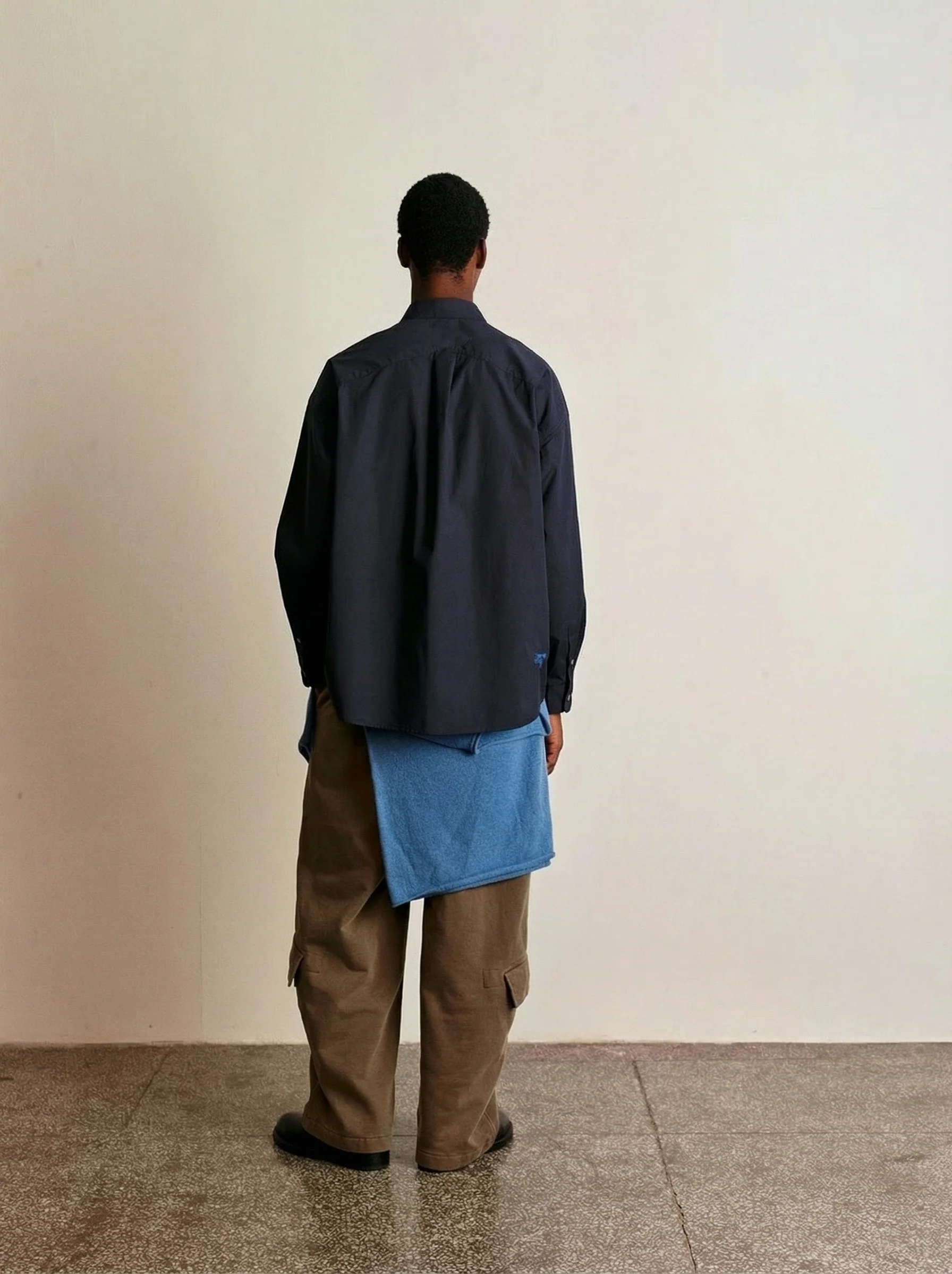 Navy Cross-Yoke Long Sleeve Shirt - Image 8