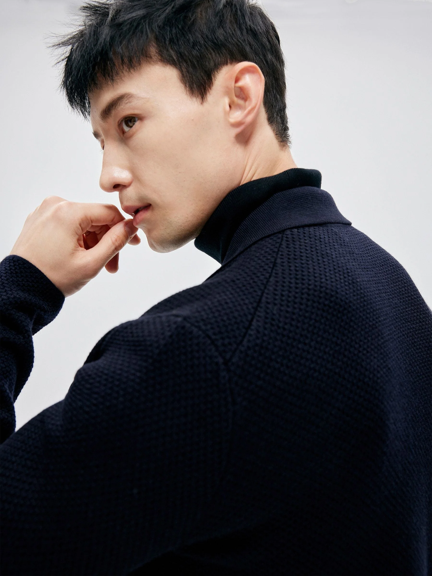 Navy Knit Jacket - Image 5