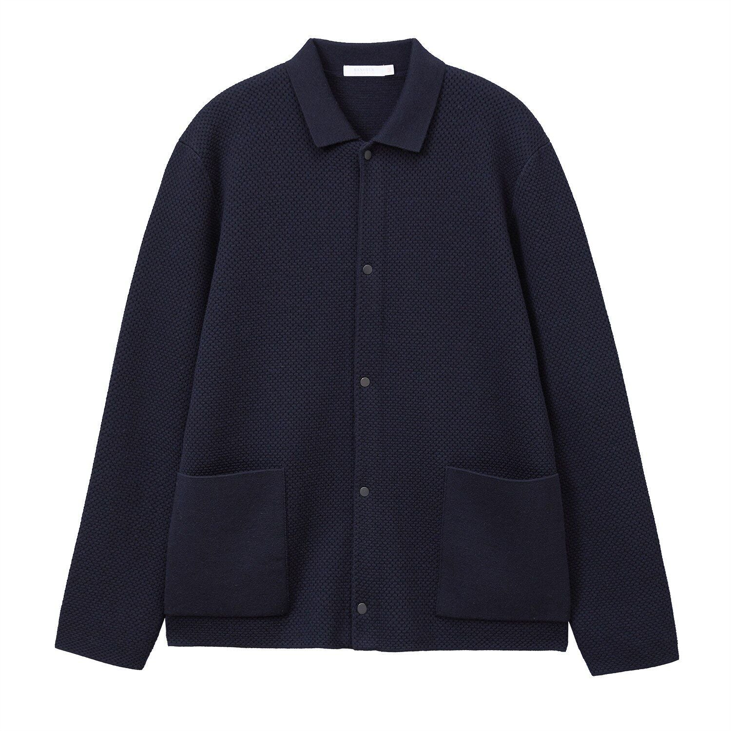 Navy Knit Jacket - Image 6