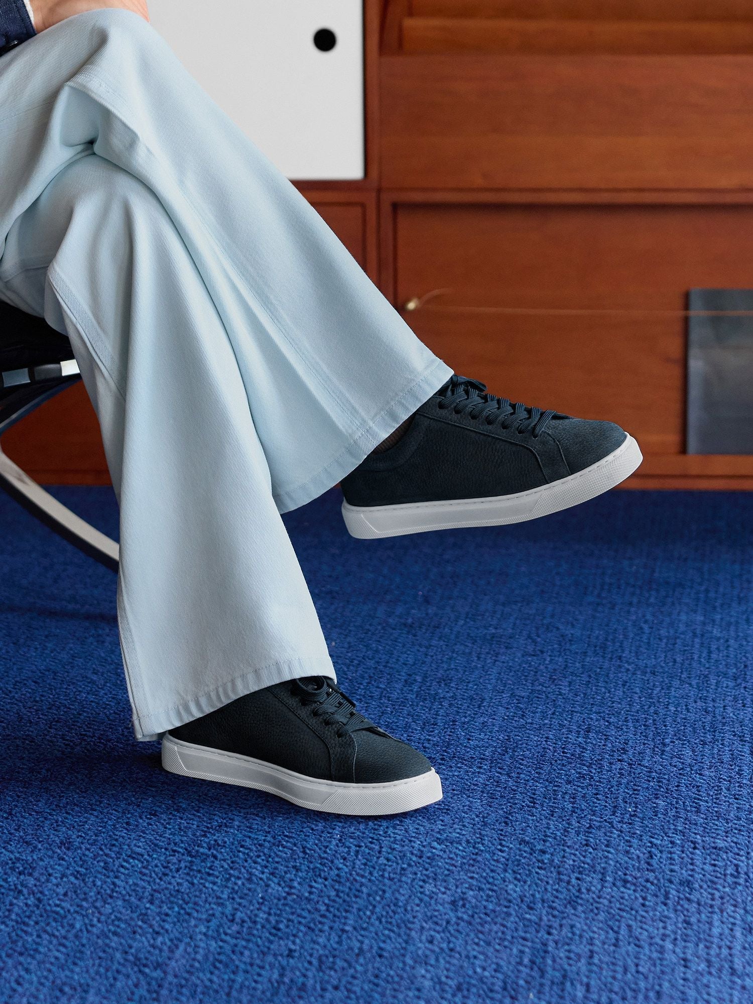 Navy Leather Sneakers - Image 4