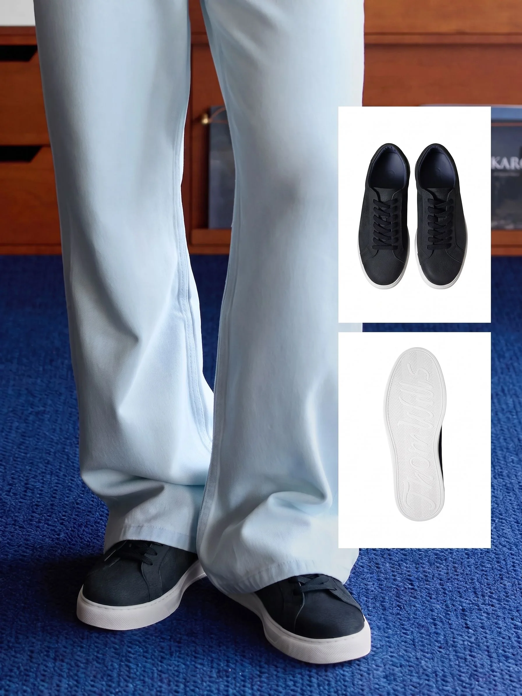 Navy Leather Sneakers - Image 5