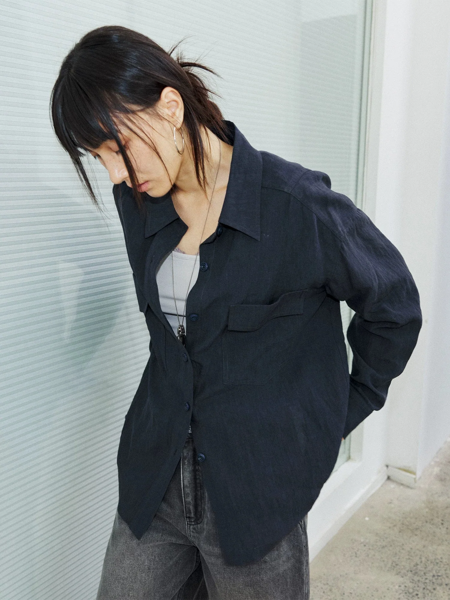 Navy Linen-Hemp Overshirt - Image 2