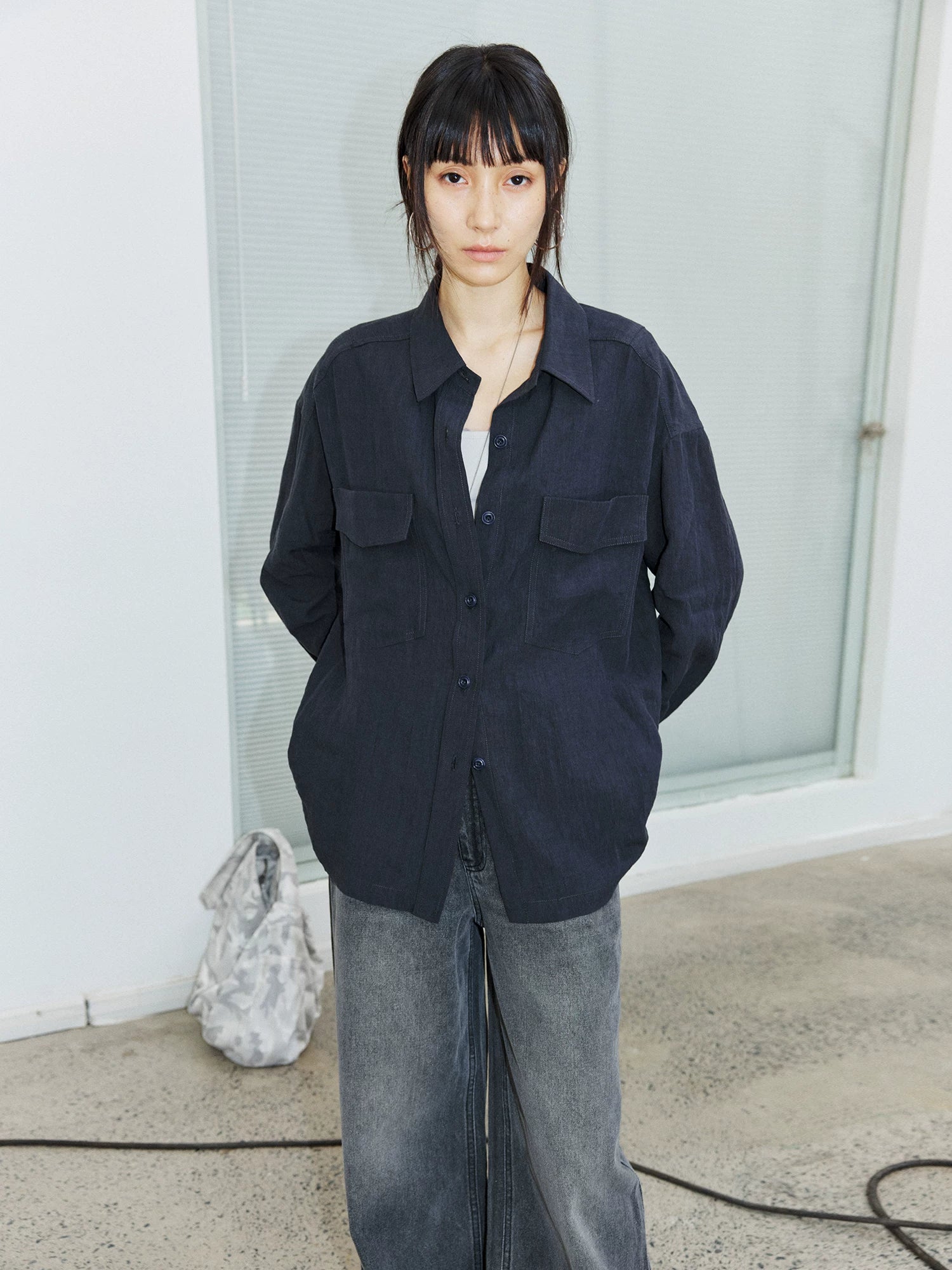 Navy Linen-Hemp Overshirt - Image 6