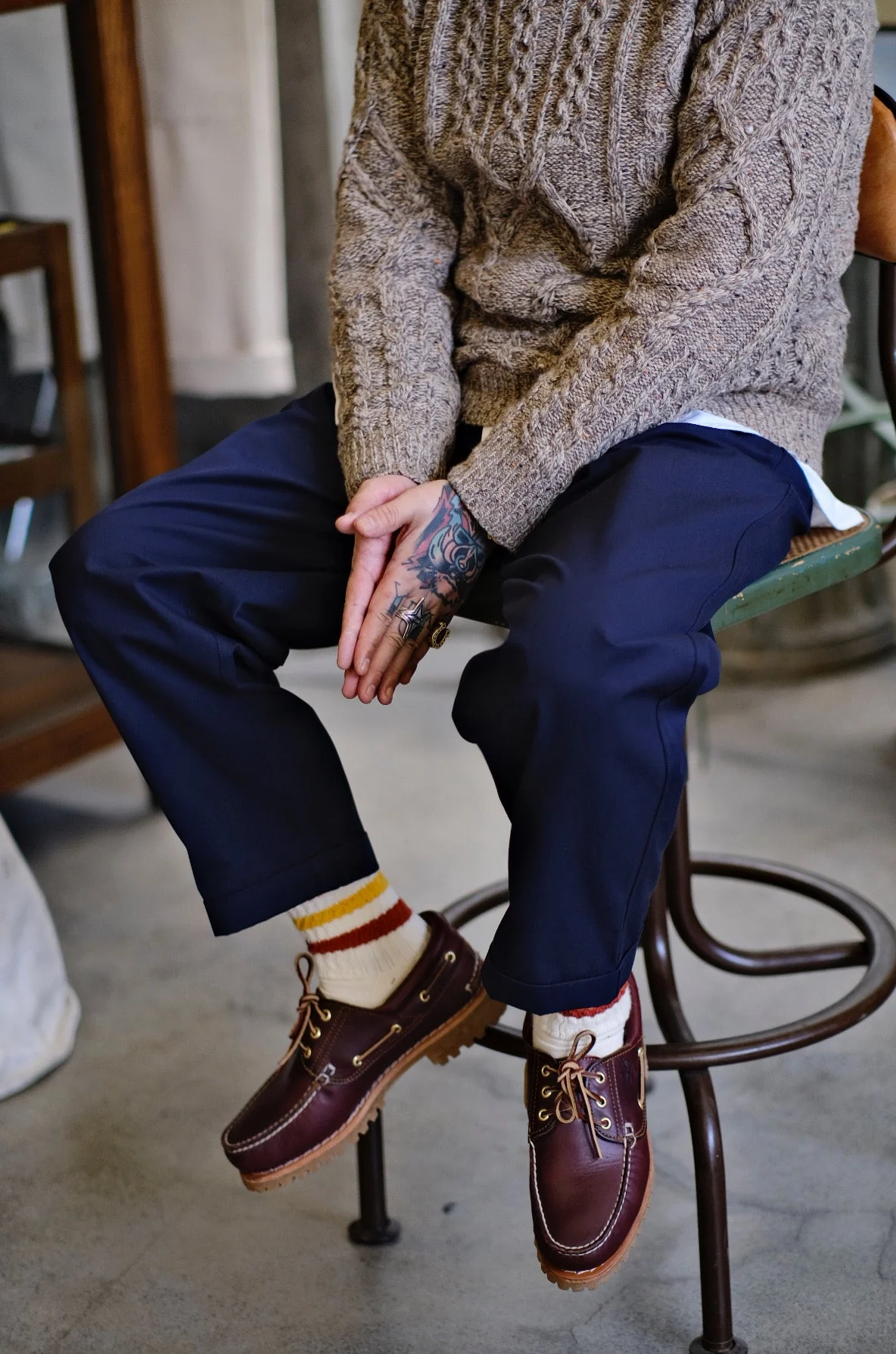 Navy Pleated Trousers - Image 4