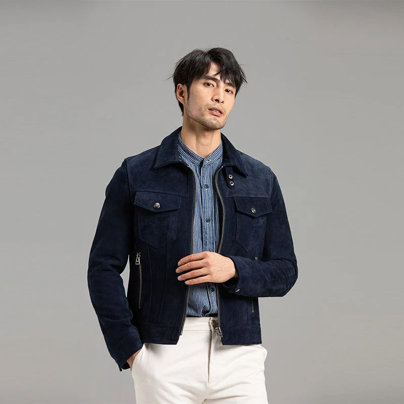 Navy Suede Jacket - Image 3