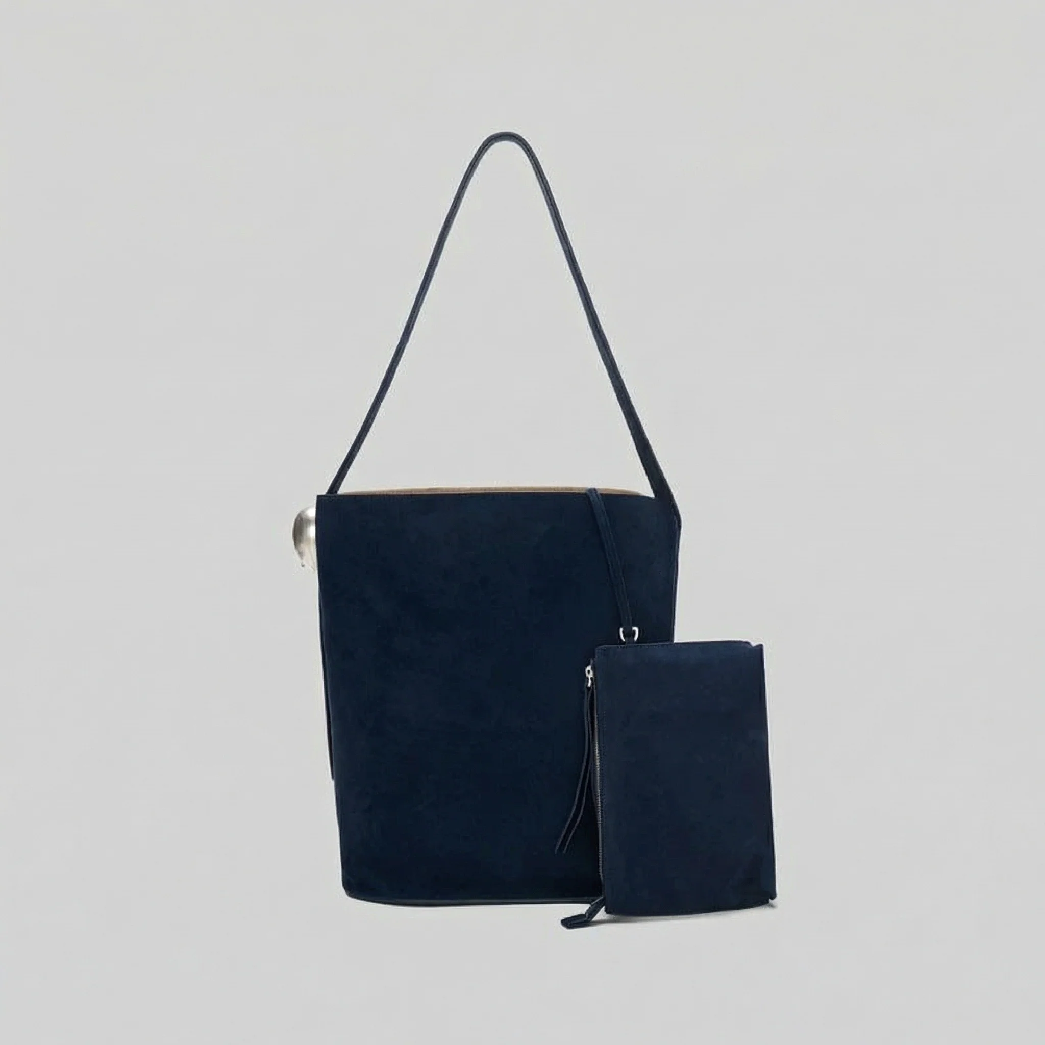 Navy Suede Tote - Image 5
