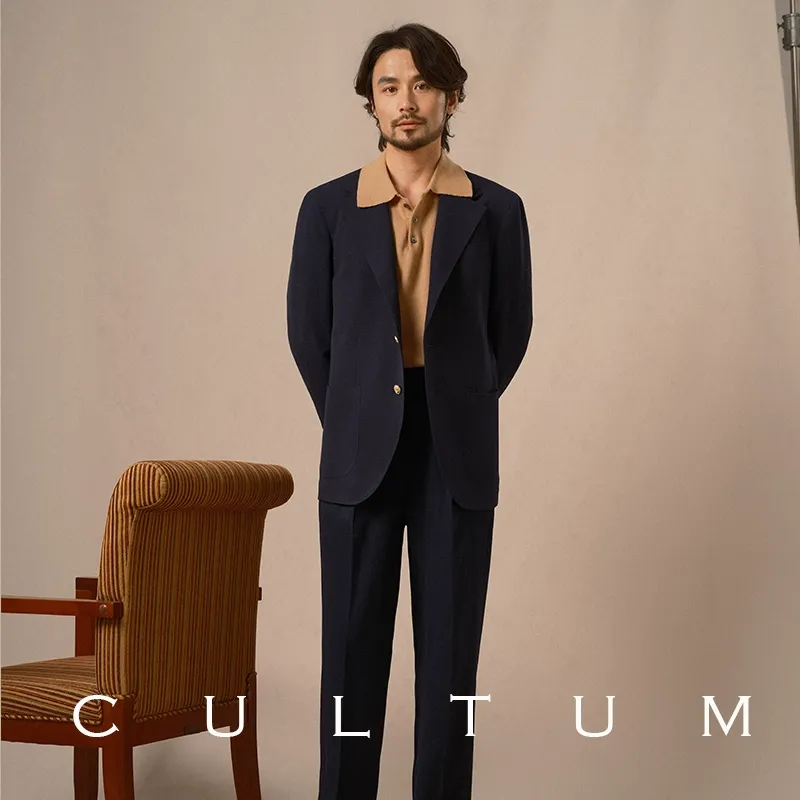 Navy Textured Blazer - Image 3