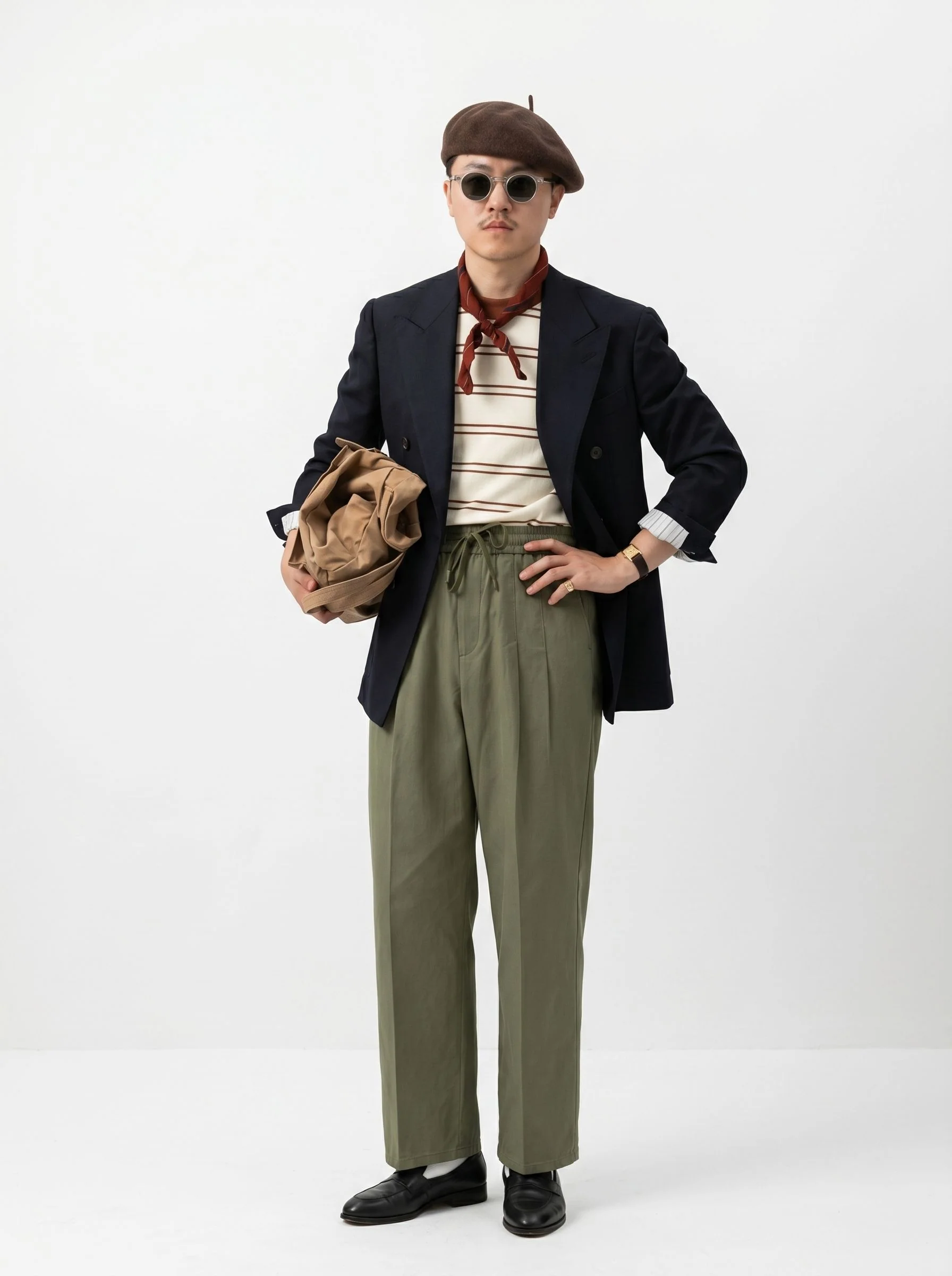 Navy Wool Double-Breasted Blazer