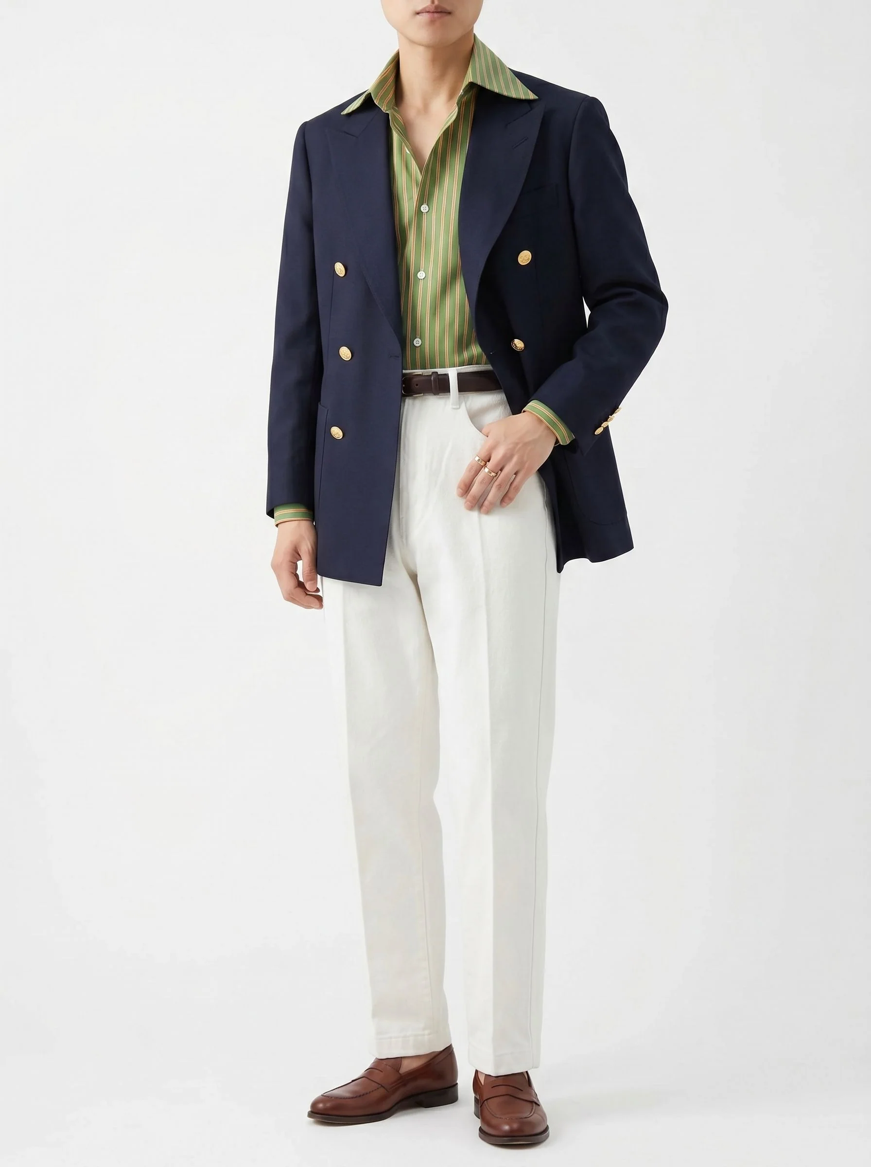Navy Wool Double-Breasted Blazer - Image 4