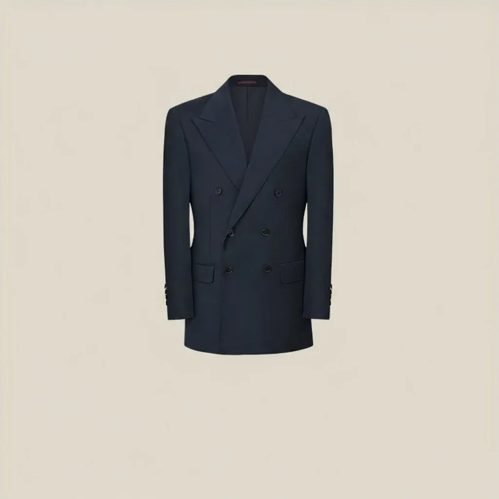 Navy Wool Double-Breasted Suit - Image 10