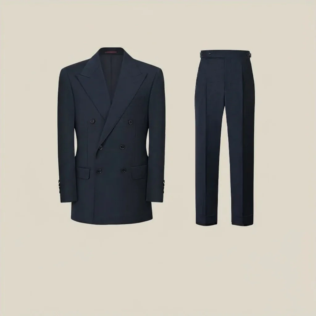 Navy Wool Double-Breasted Suit - Image 9
