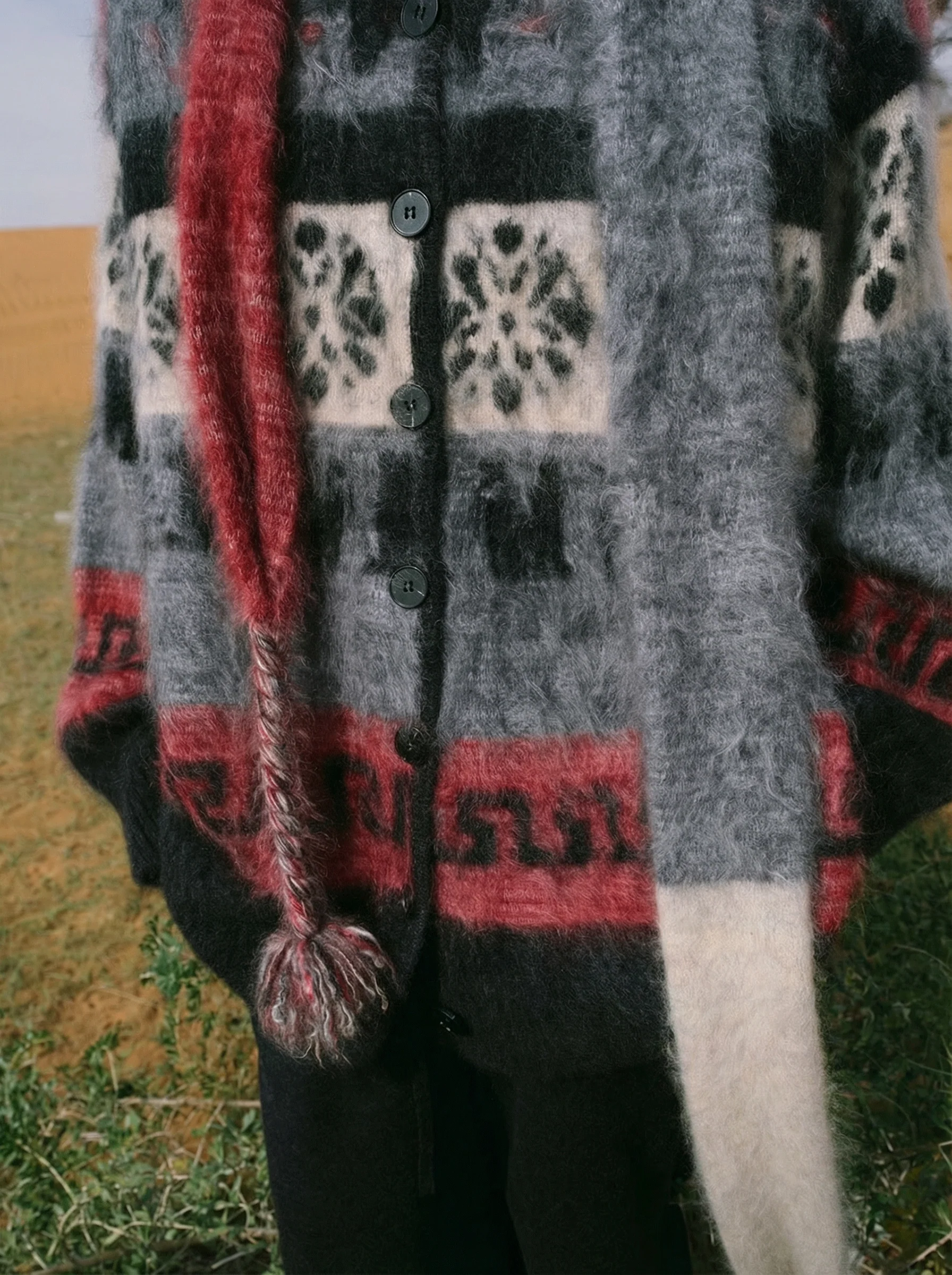 Nordic Jacquard Cashmere Scarf Cardigan