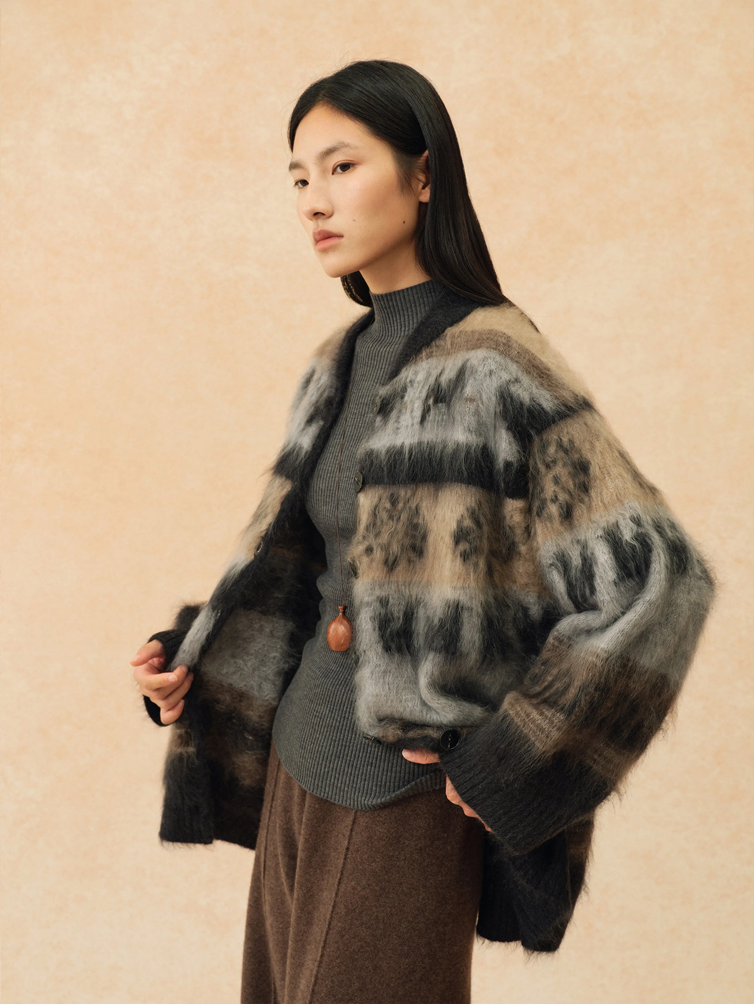 Nordic Jacquard Cashmere Scarf Cardigan - Image 2