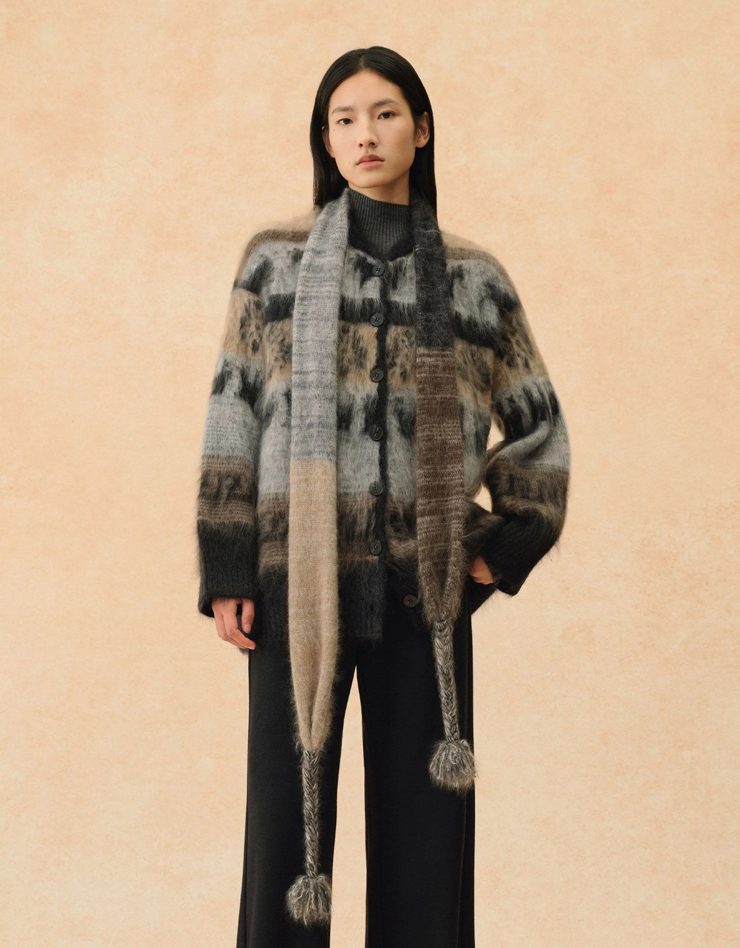 Nordic Jacquard Cashmere Scarf Cardigan - Image 5