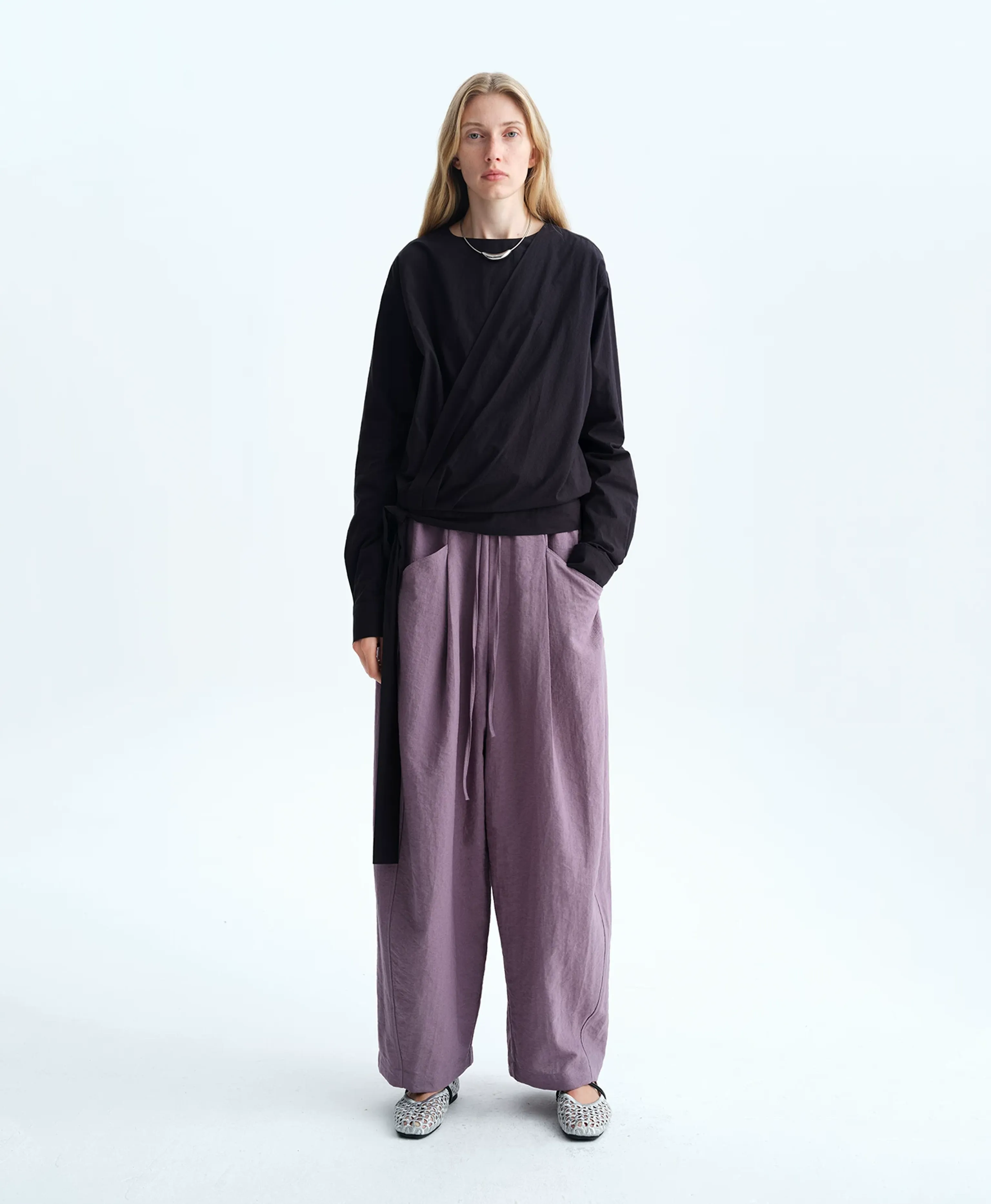 Normandy Linen Drawstring Wide-Leg Trousers - Image 2