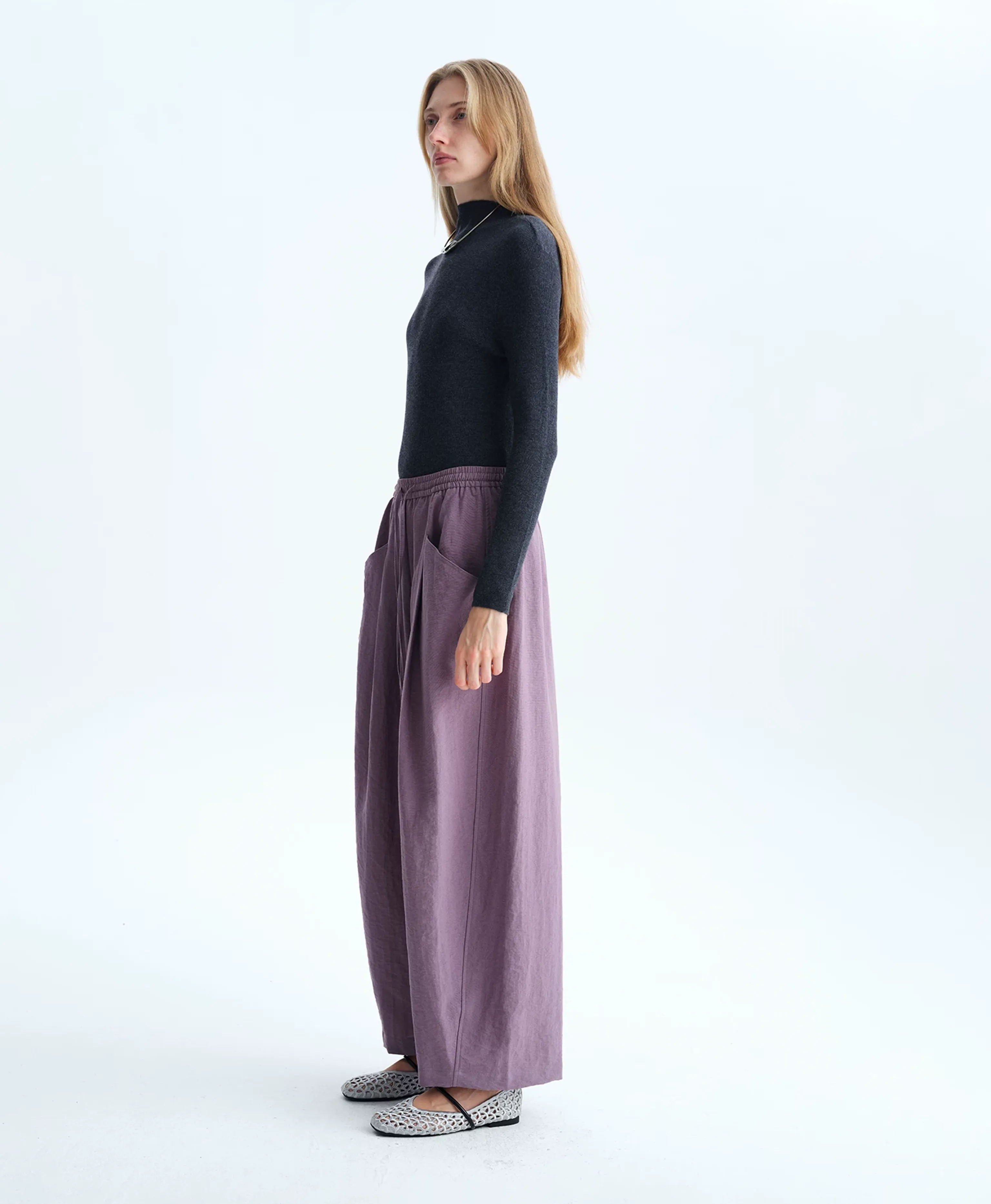 Normandy Linen Drawstring Wide-Leg Trousers - Image 3