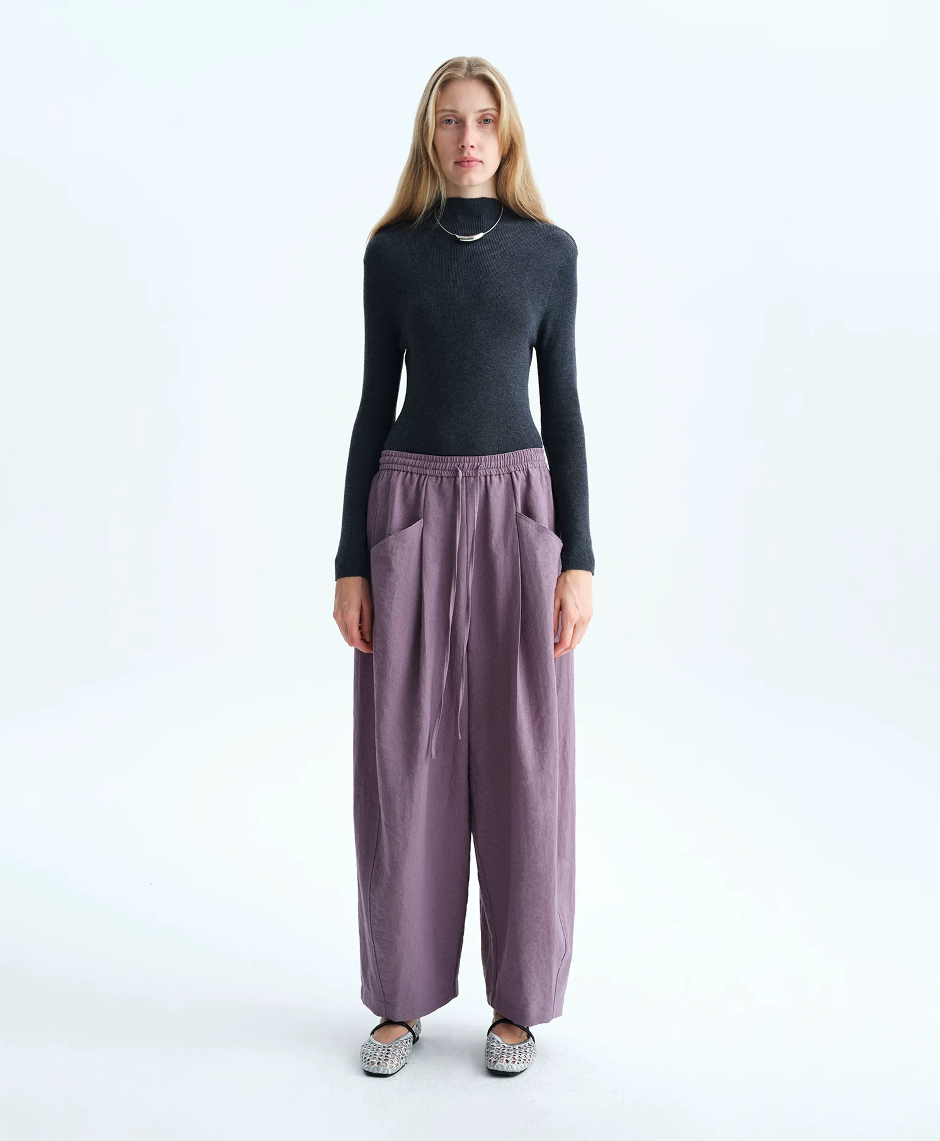 Normandy Linen Drawstring Wide-Leg Trousers - Image 4