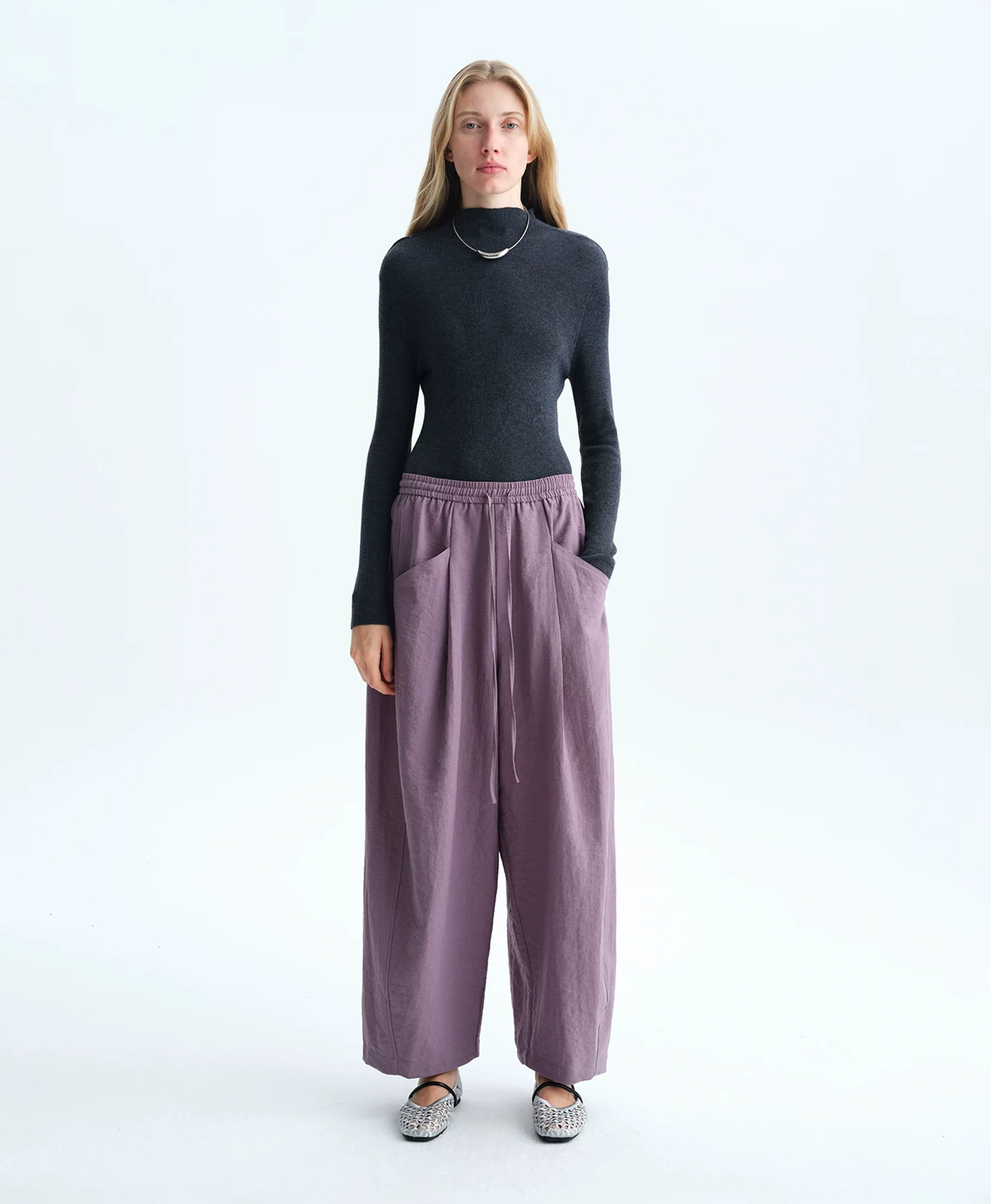 Normandy Linen Drawstring Wide-Leg Trousers - Image 5