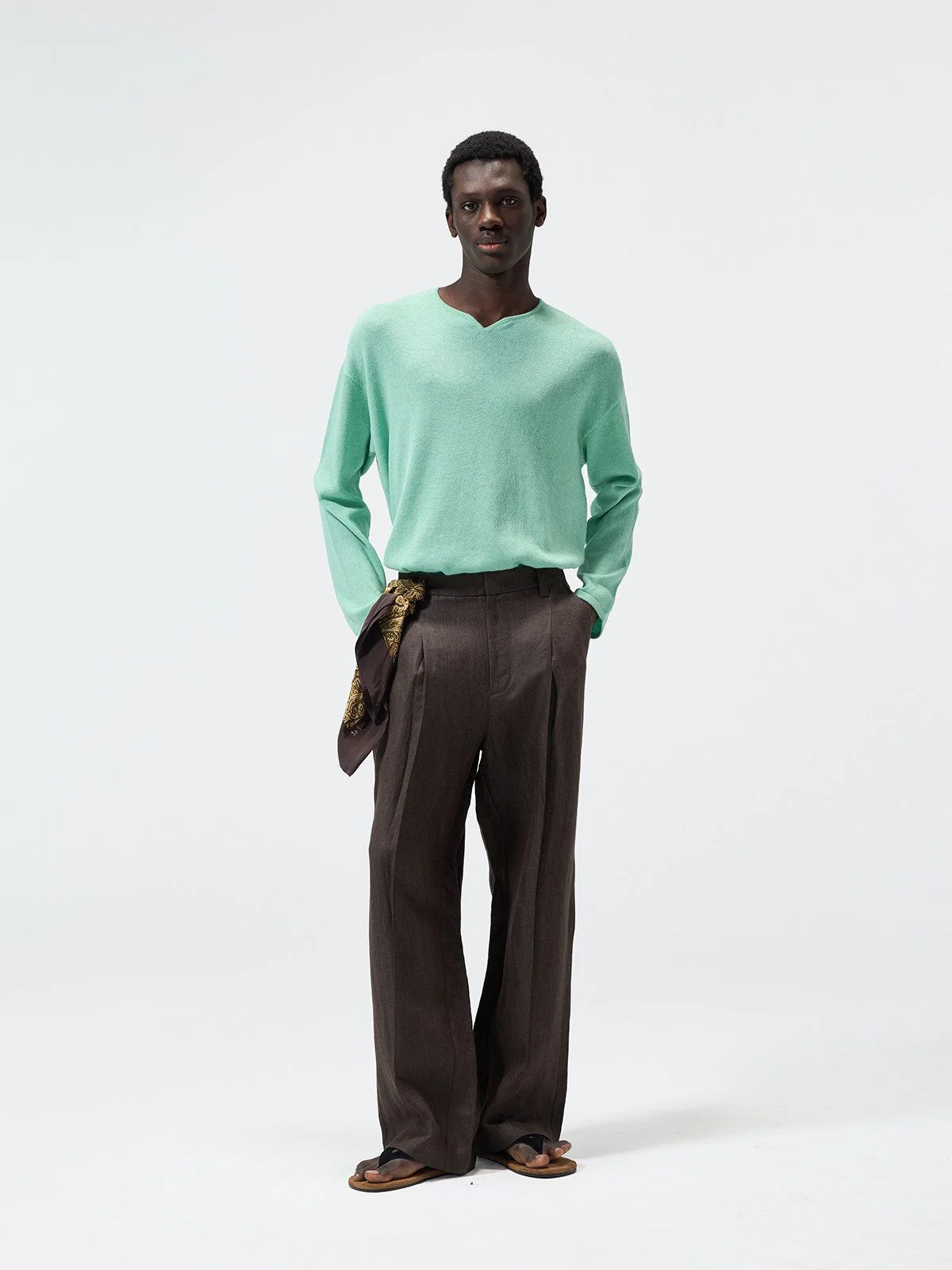 Notch Neck Knit Tee - Image 2