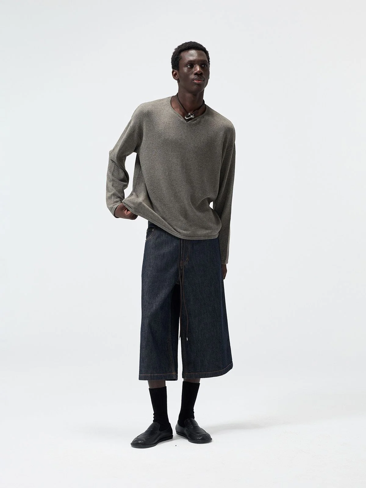 Notch Neck Knit Tee - Image 4