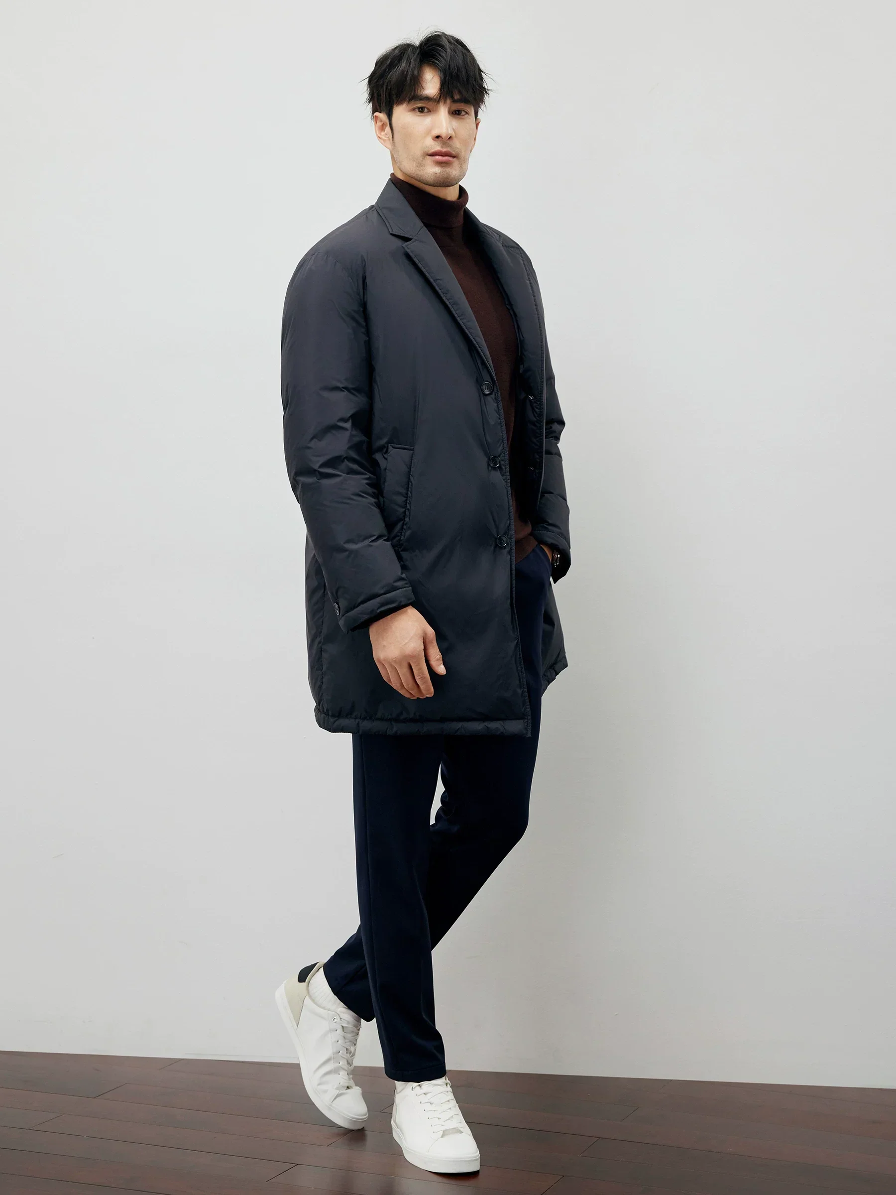 Notched Lapel Down Coat - Image 4