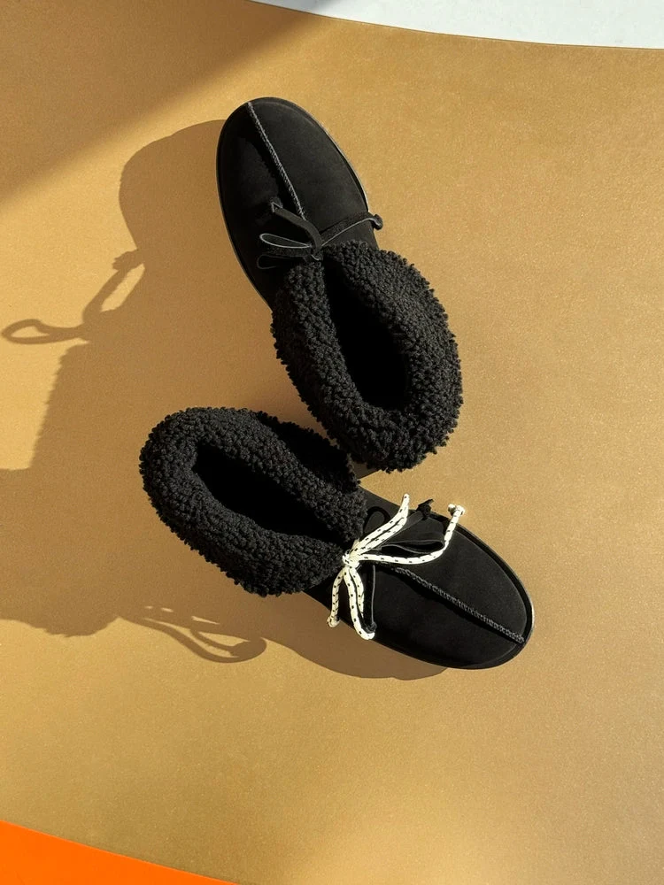 Nubuck Fold-Over Shearling Ankle Boots - Image 2