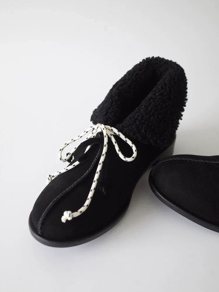 Nubuck Fold-Over Shearling Ankle Boots - Image 3