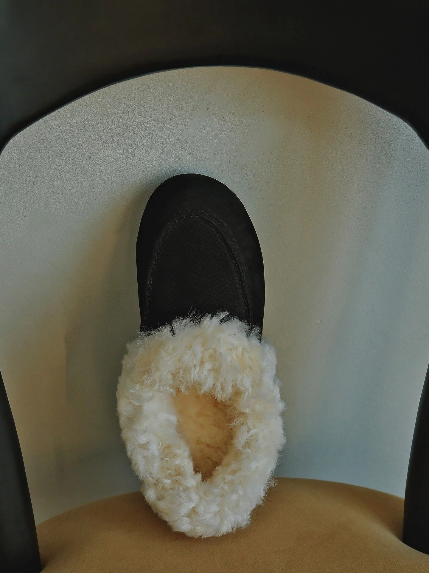 Nubuck Leather Shearling Loafer Slippers - Image 7