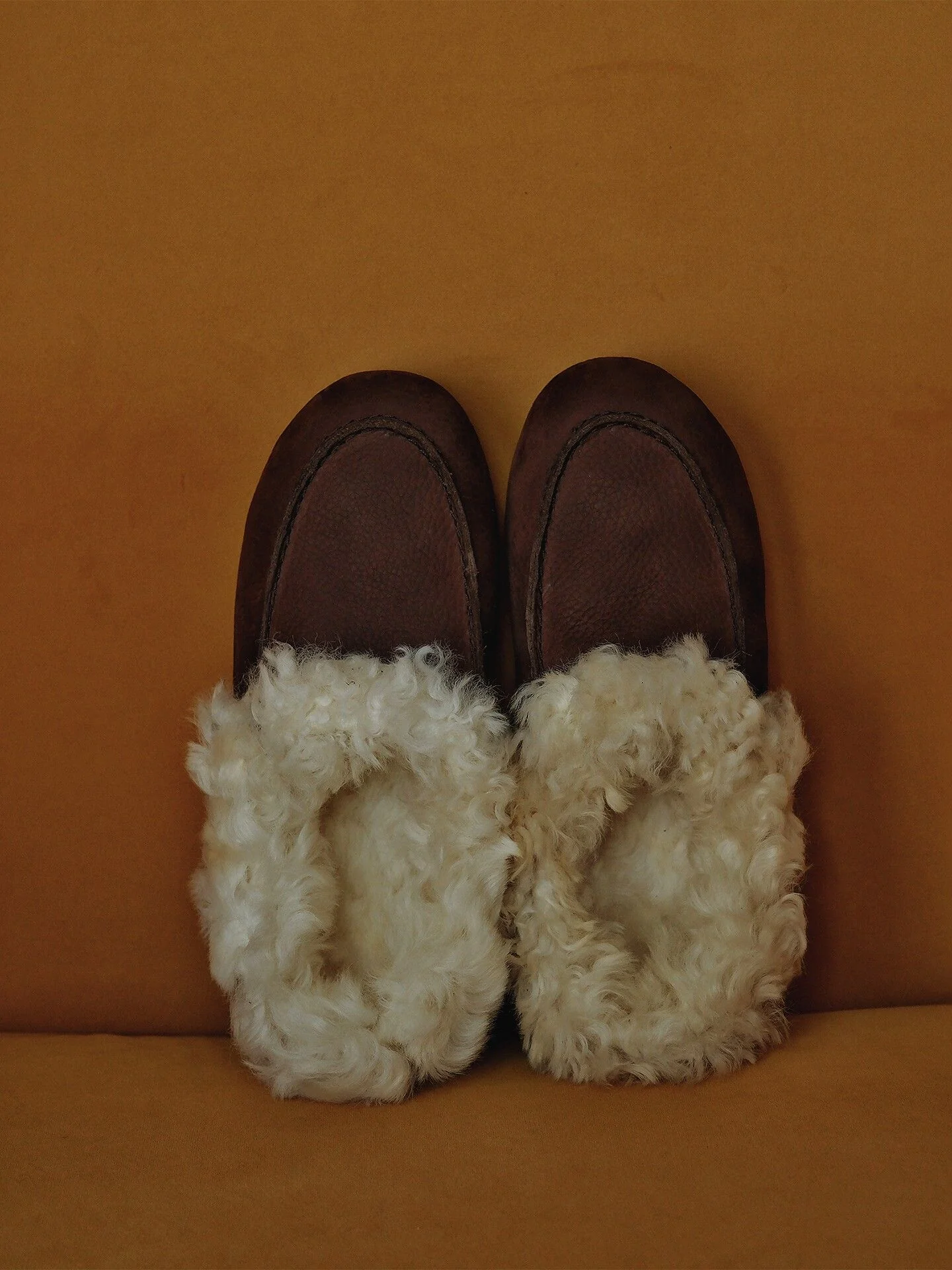 Nubuck Leather Shearling Loafer Slippers - Image 8