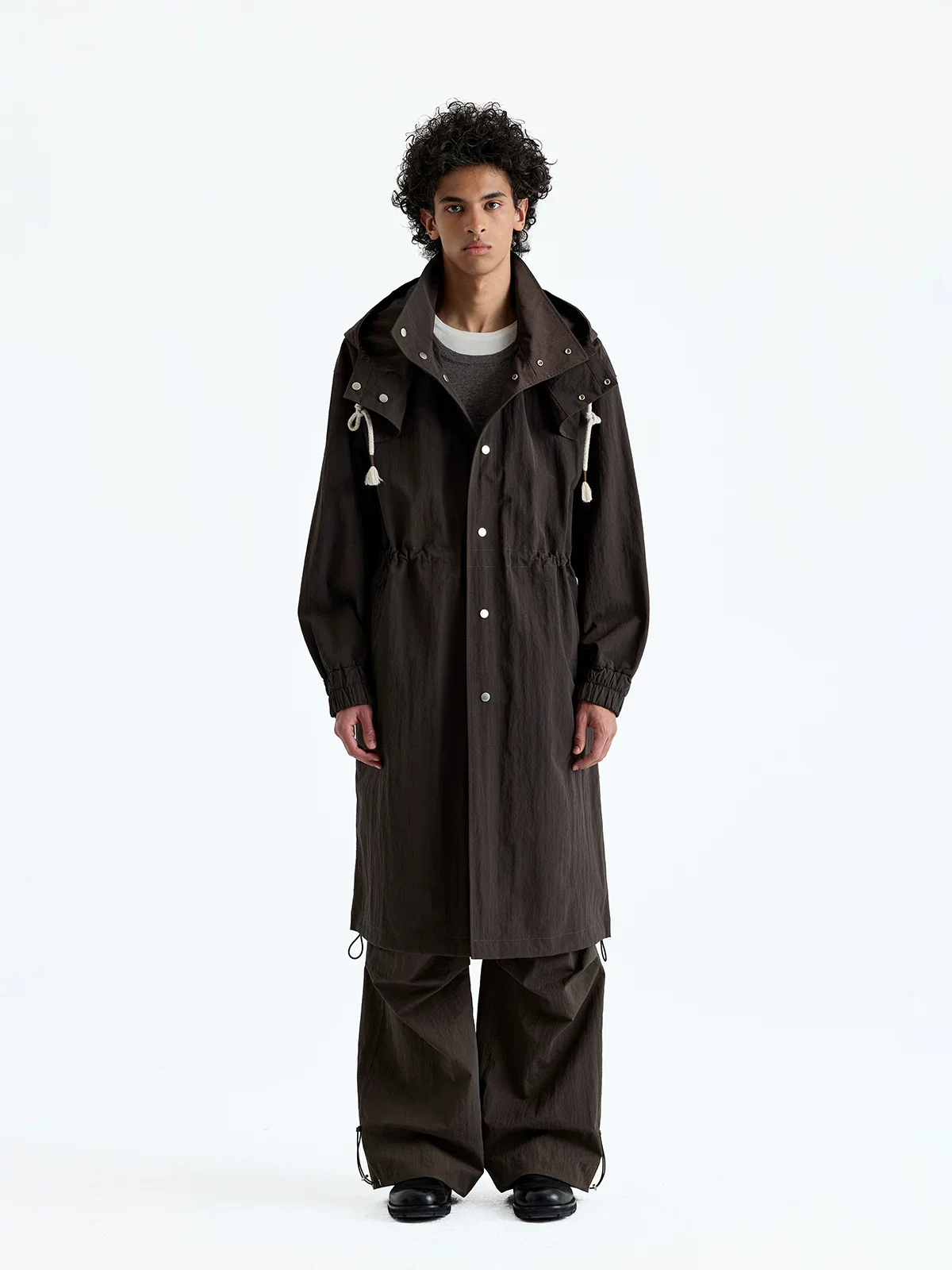 Nylon-Cotton Long Hooded Parka
