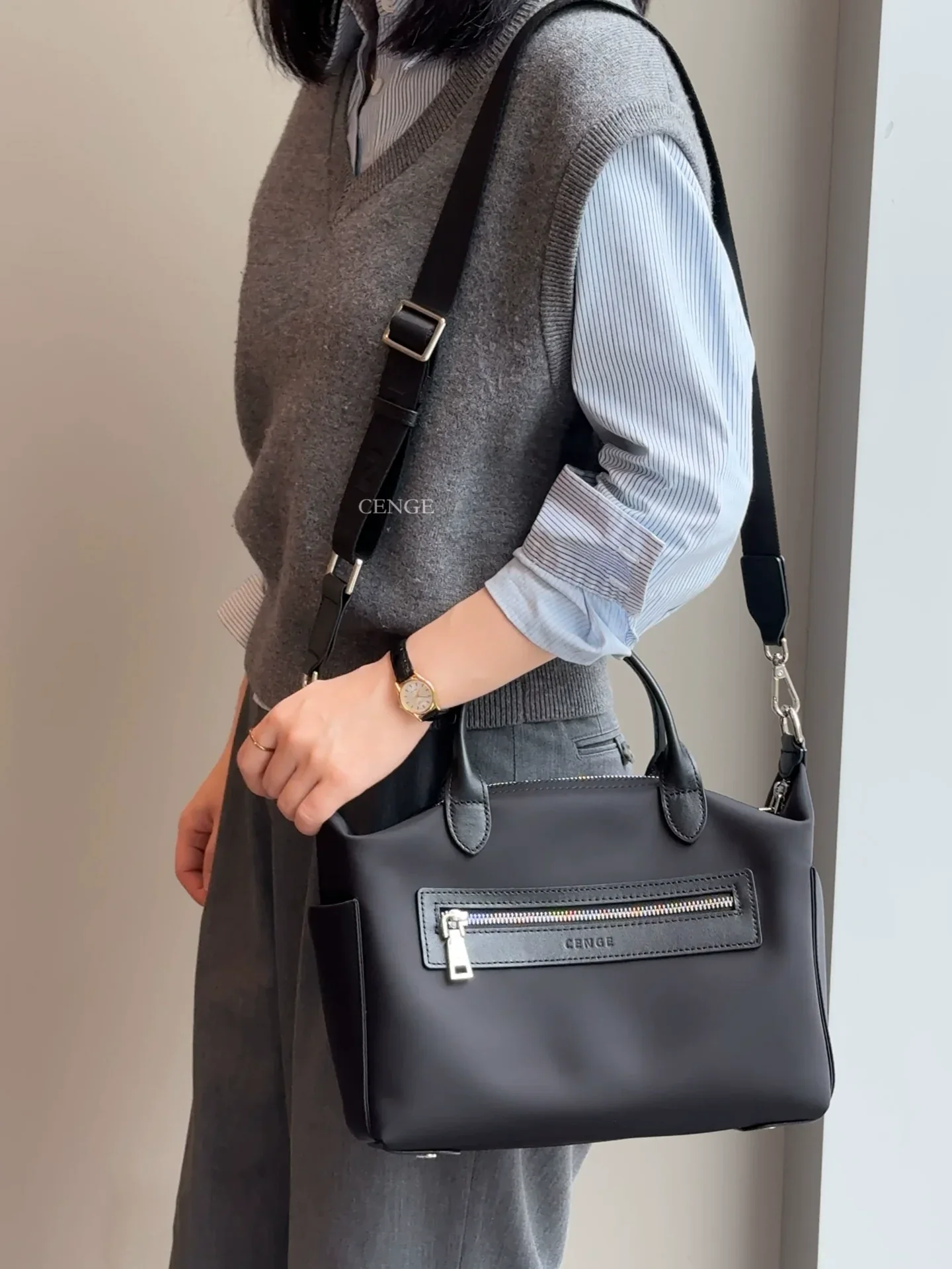 Nylon & Leather Tote - Image 15