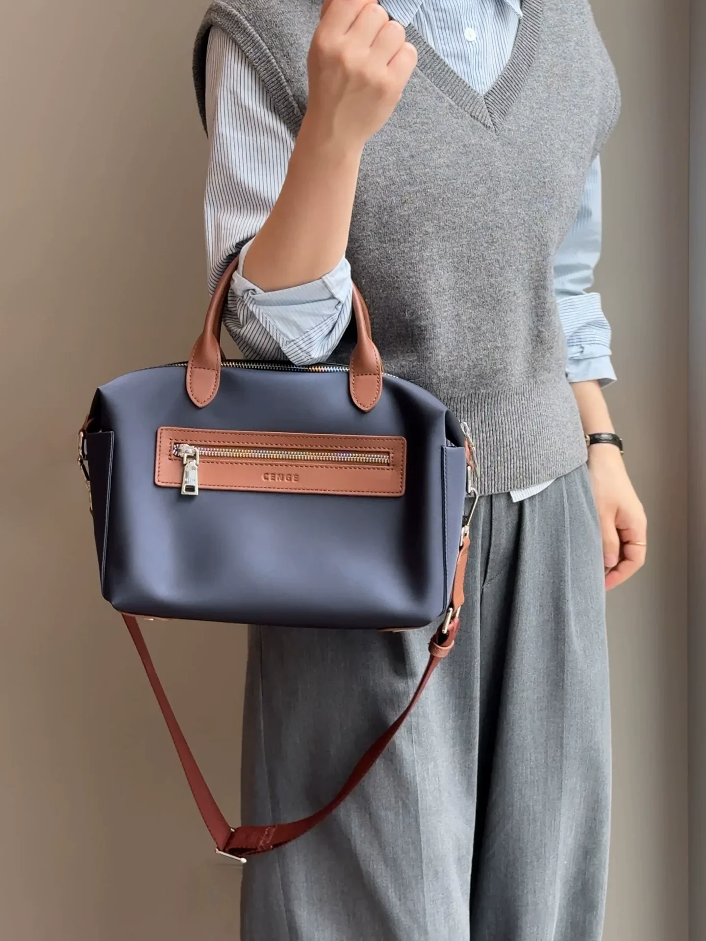 Nylon & Leather Tote - Image 20
