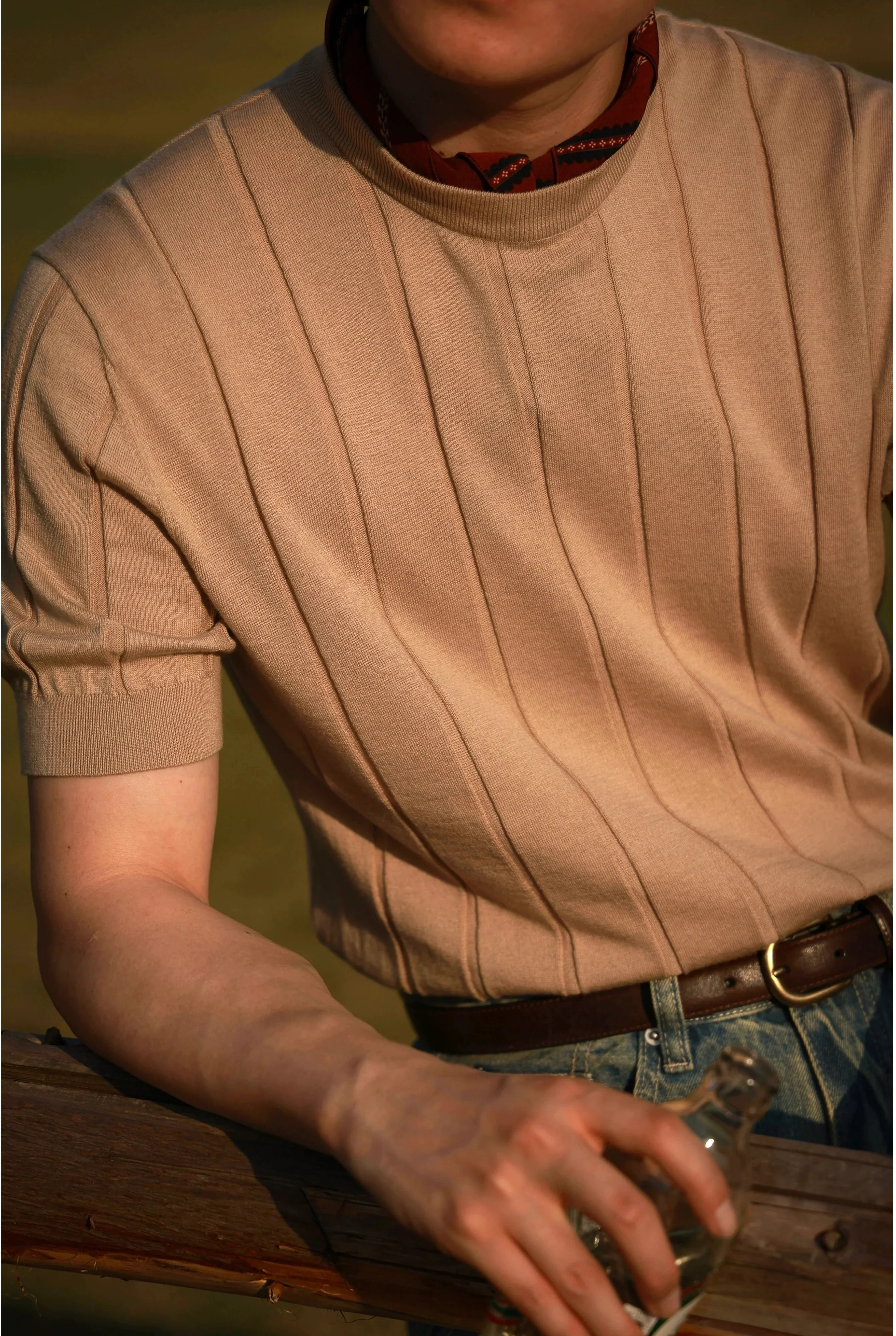 Oatmeal Latte Ribbed T-Shirt - Image 5