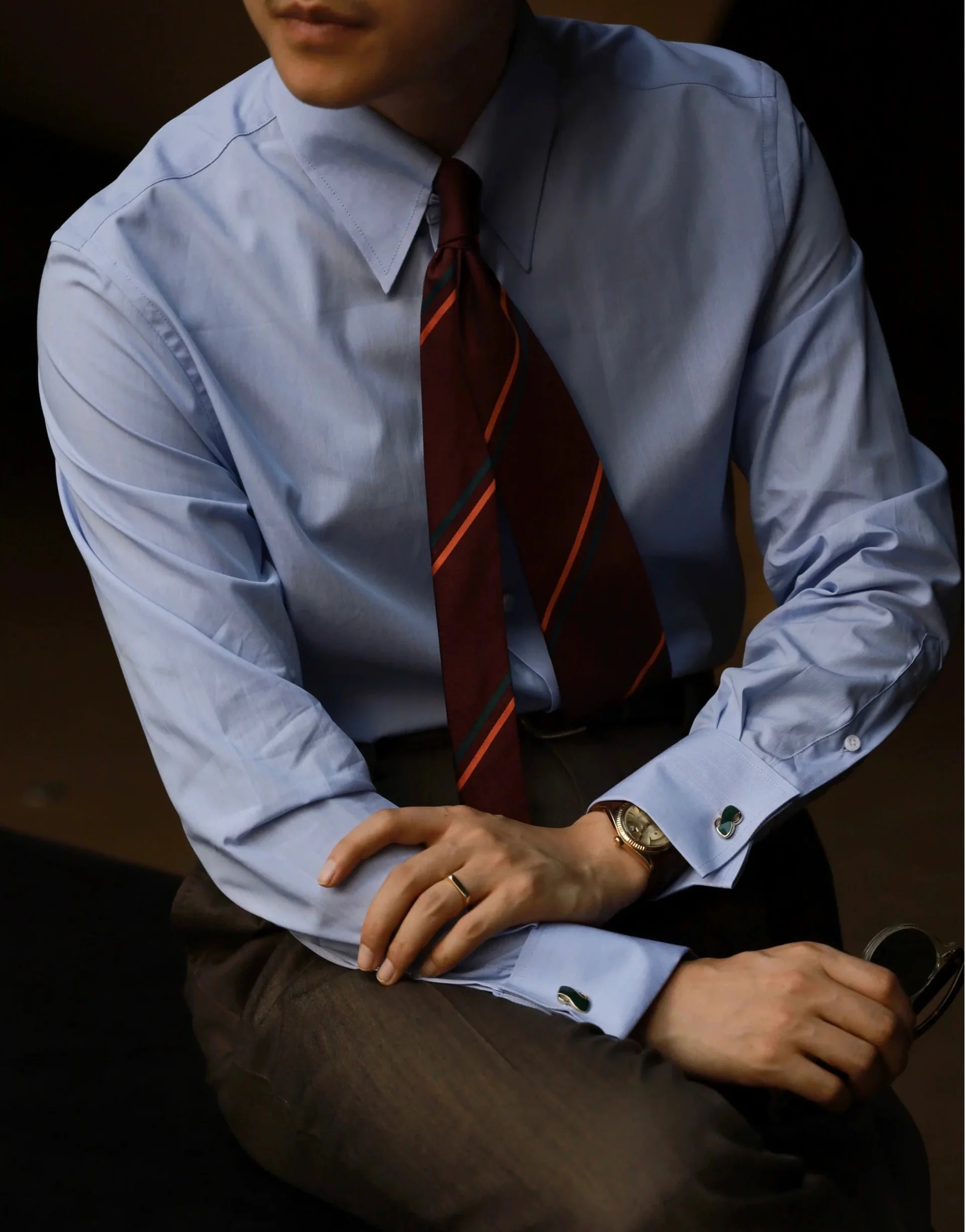 Ocean Blue Cotton Dress Shirt - Image 3